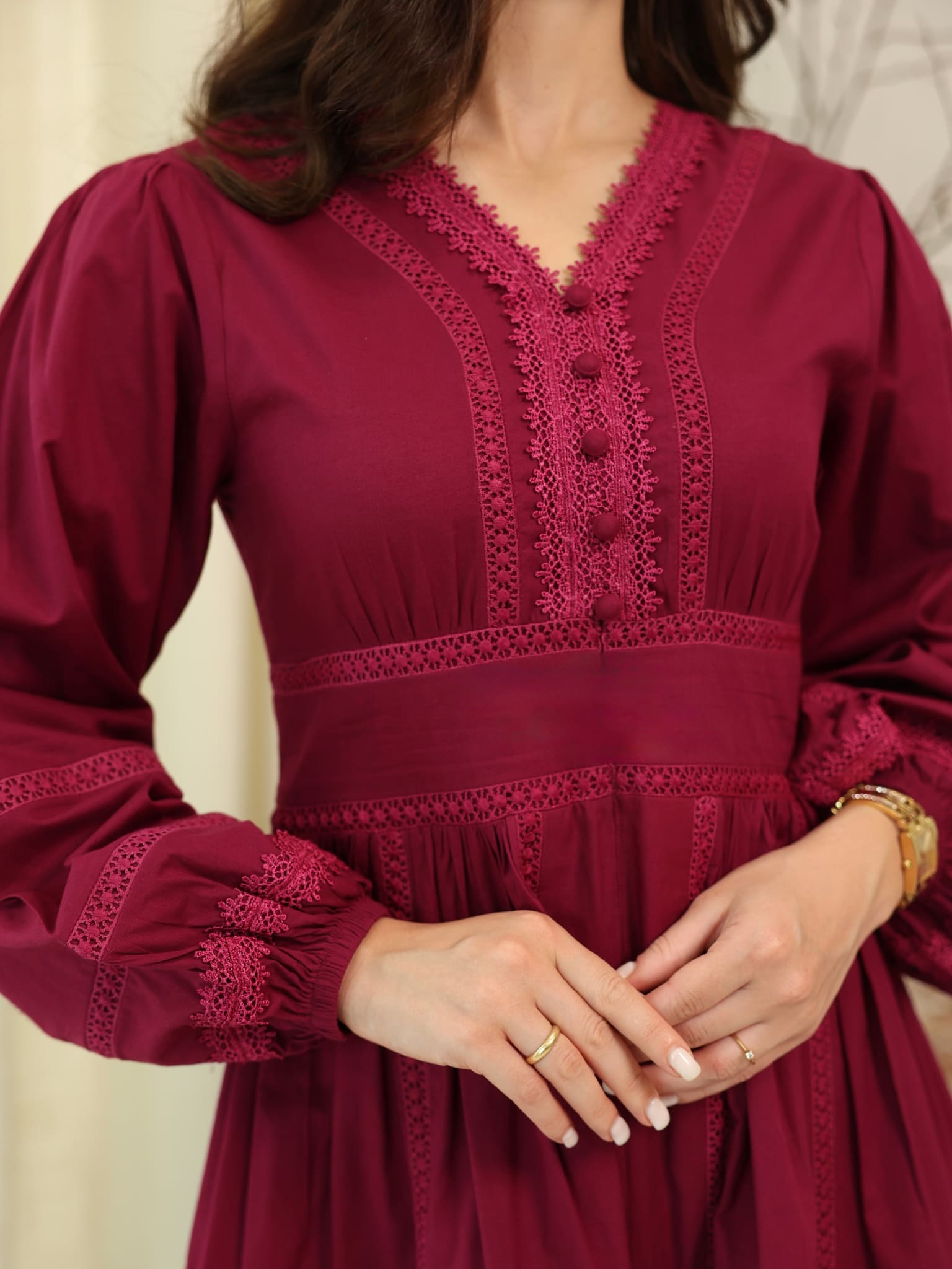 Celosia Plum Lace Long Dress