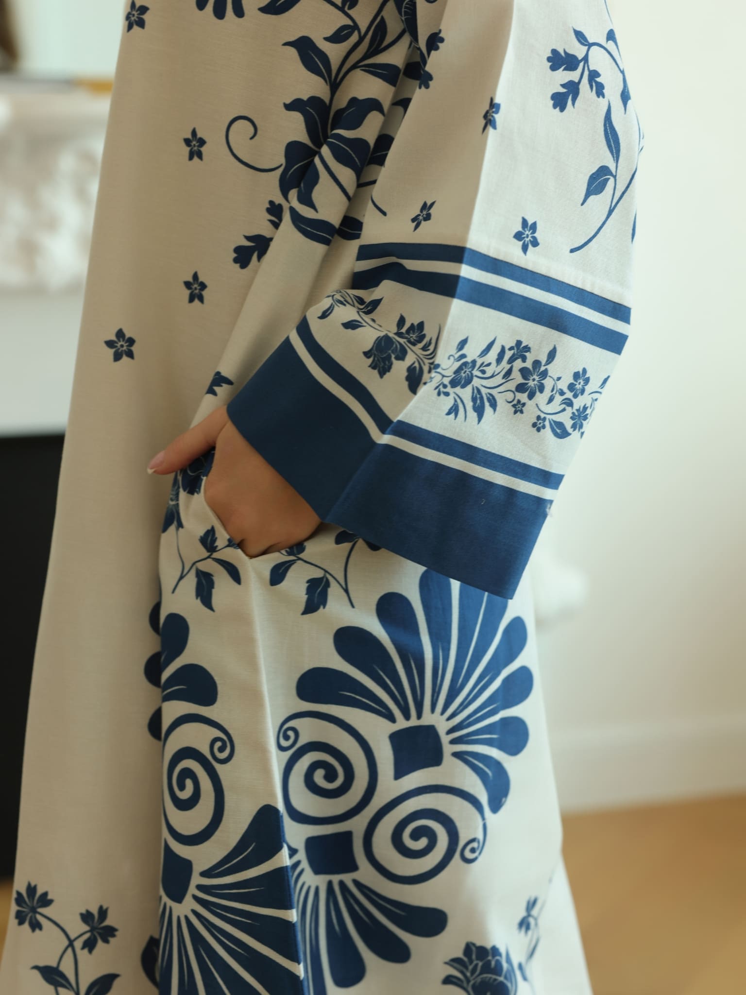 Vintsil Blue Khaddi Long Tunic With Pockets
