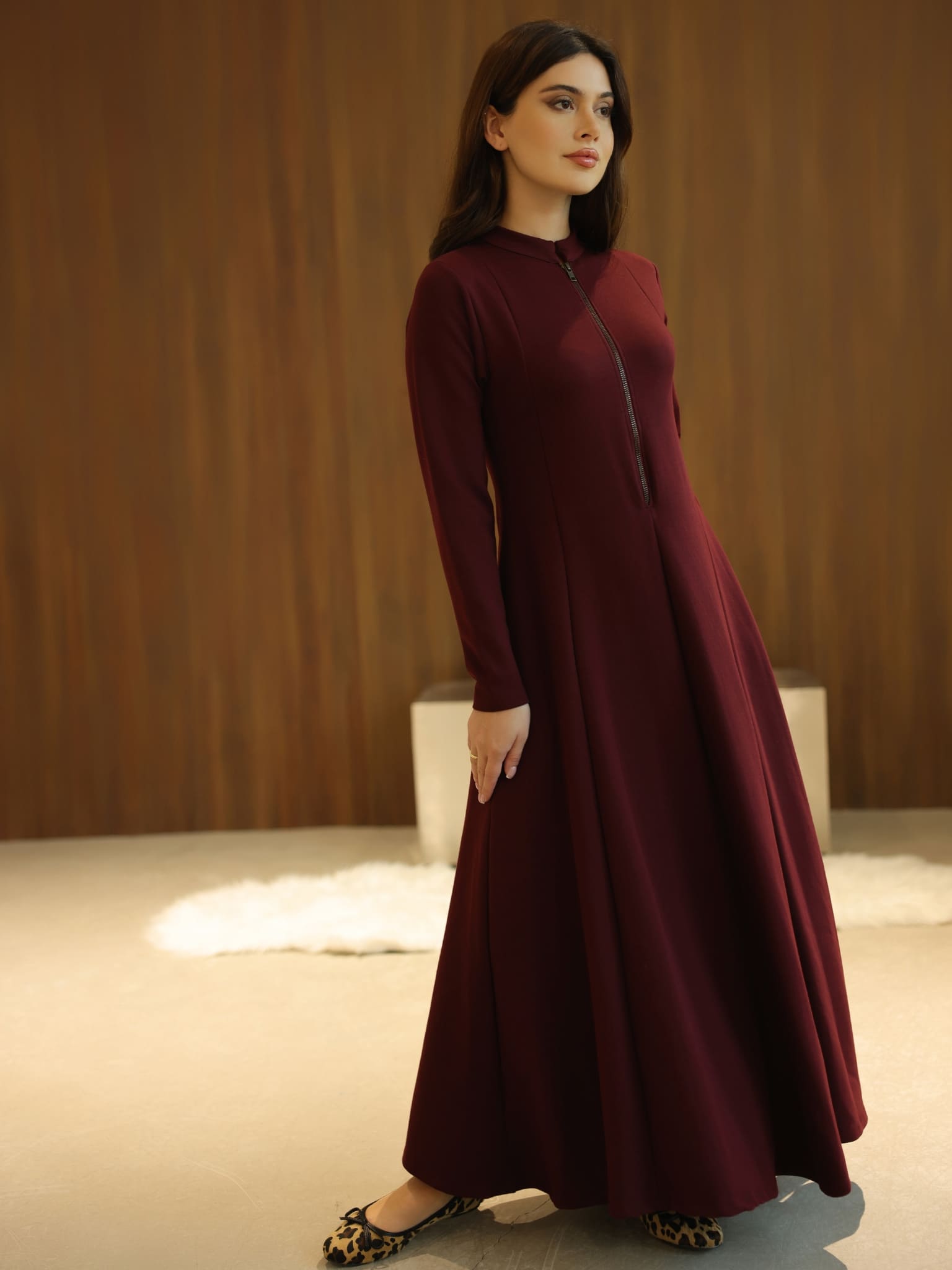 Haelin Panel Maroon Dress