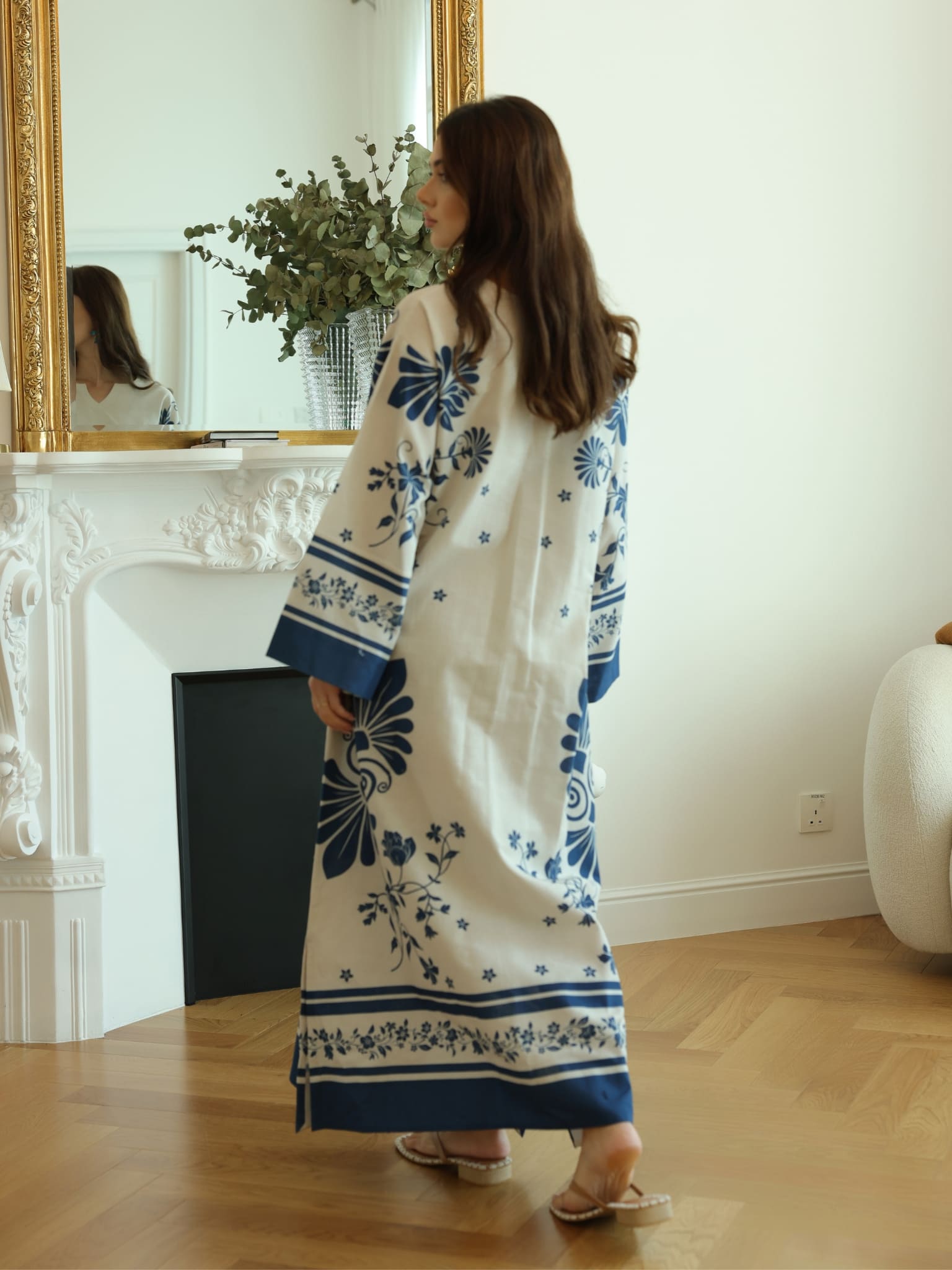 Vintsil Blue Khaddi Long Tunic With Pockets