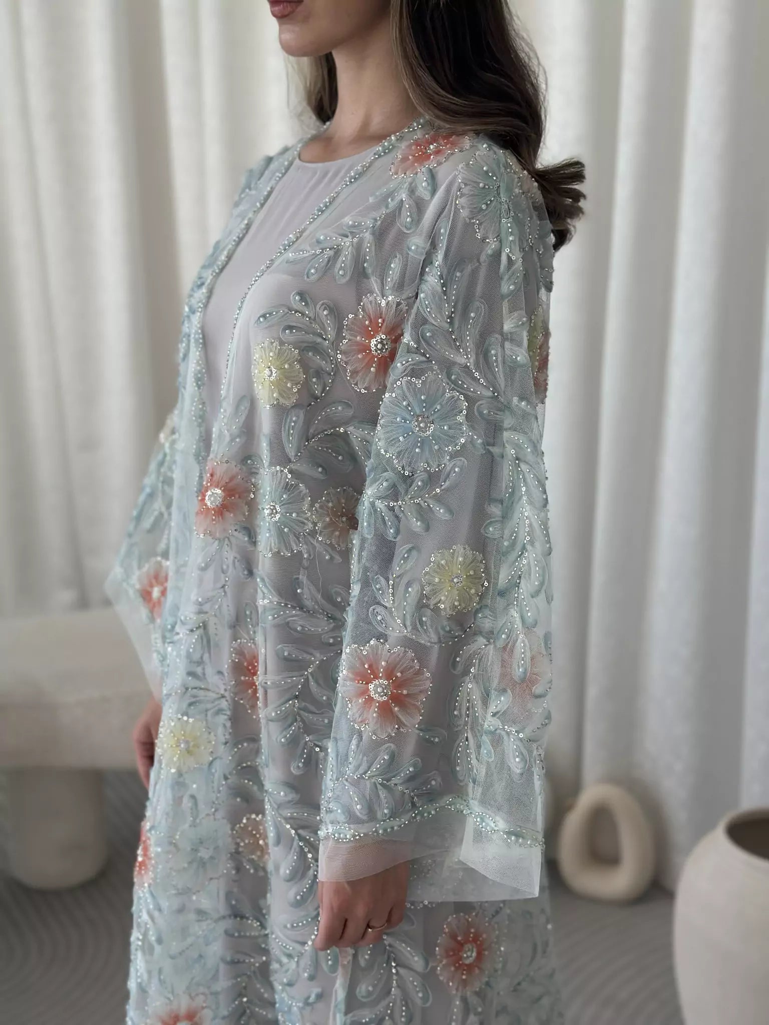Embellished Luxury Abaya Upper Blue