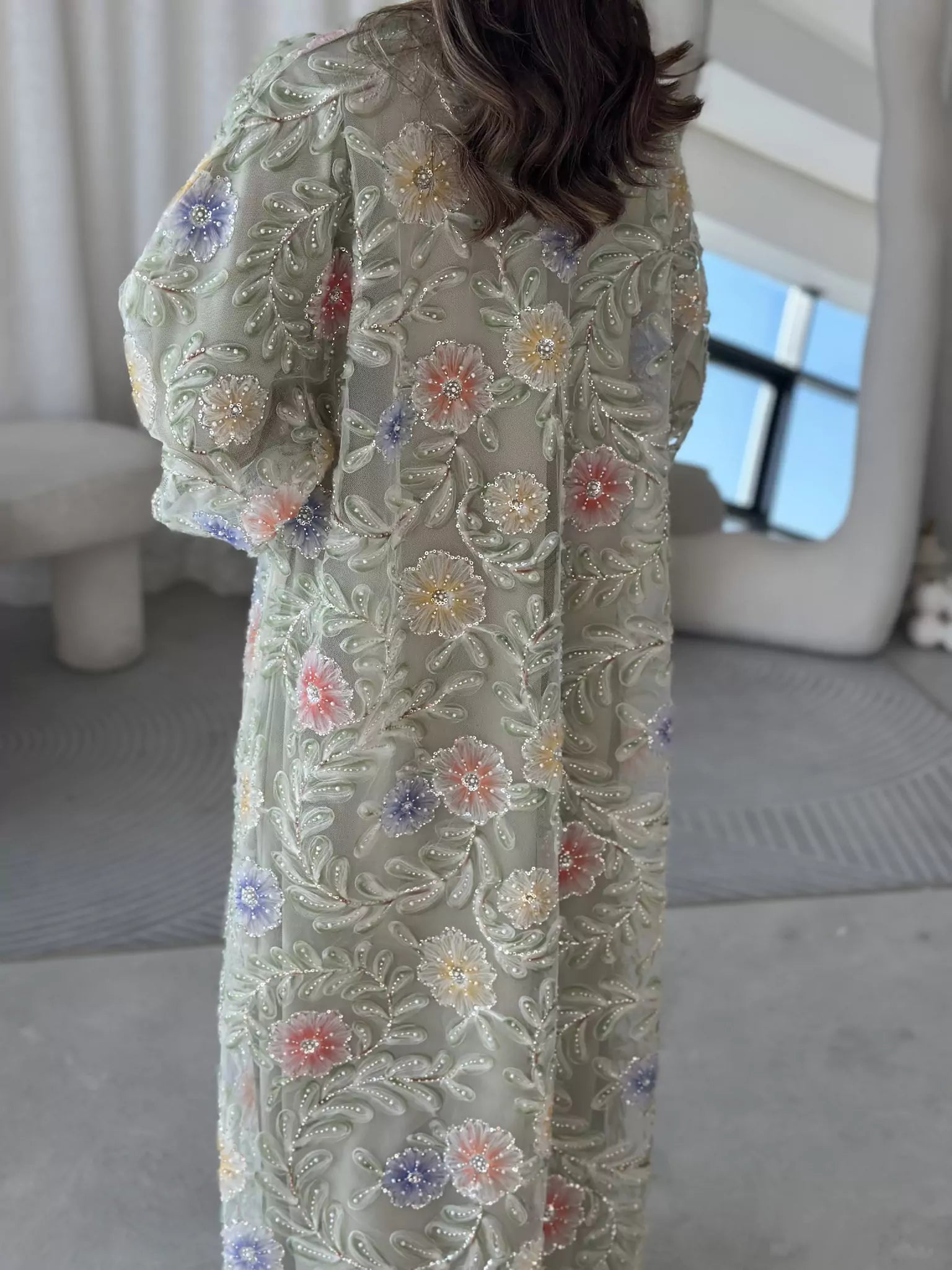 Embellished Luxury Abaya Upper Greeny Green