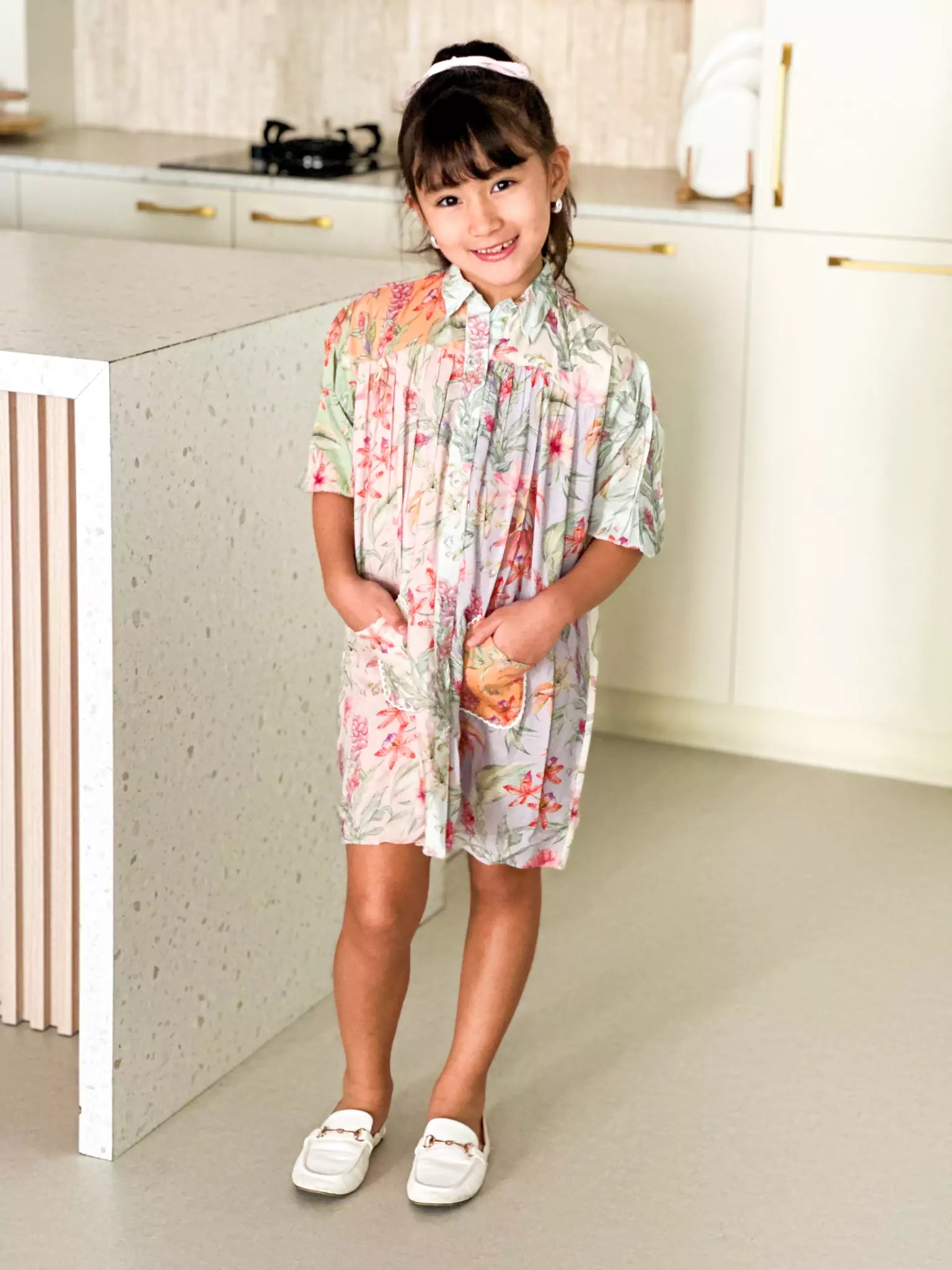 Mini Corsage Floral Pocket Dress