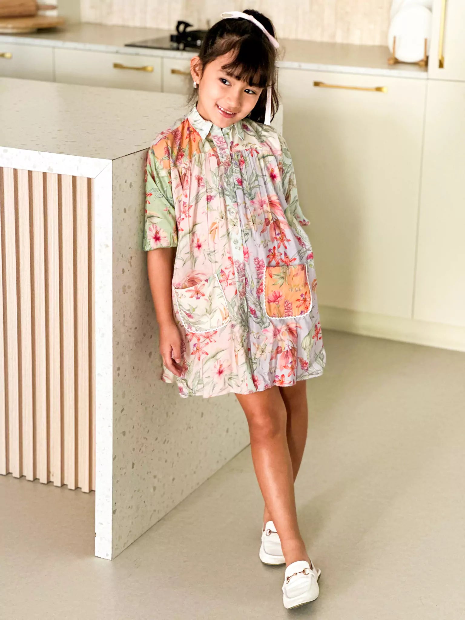 Mini Corsage Floral Pocket Dress