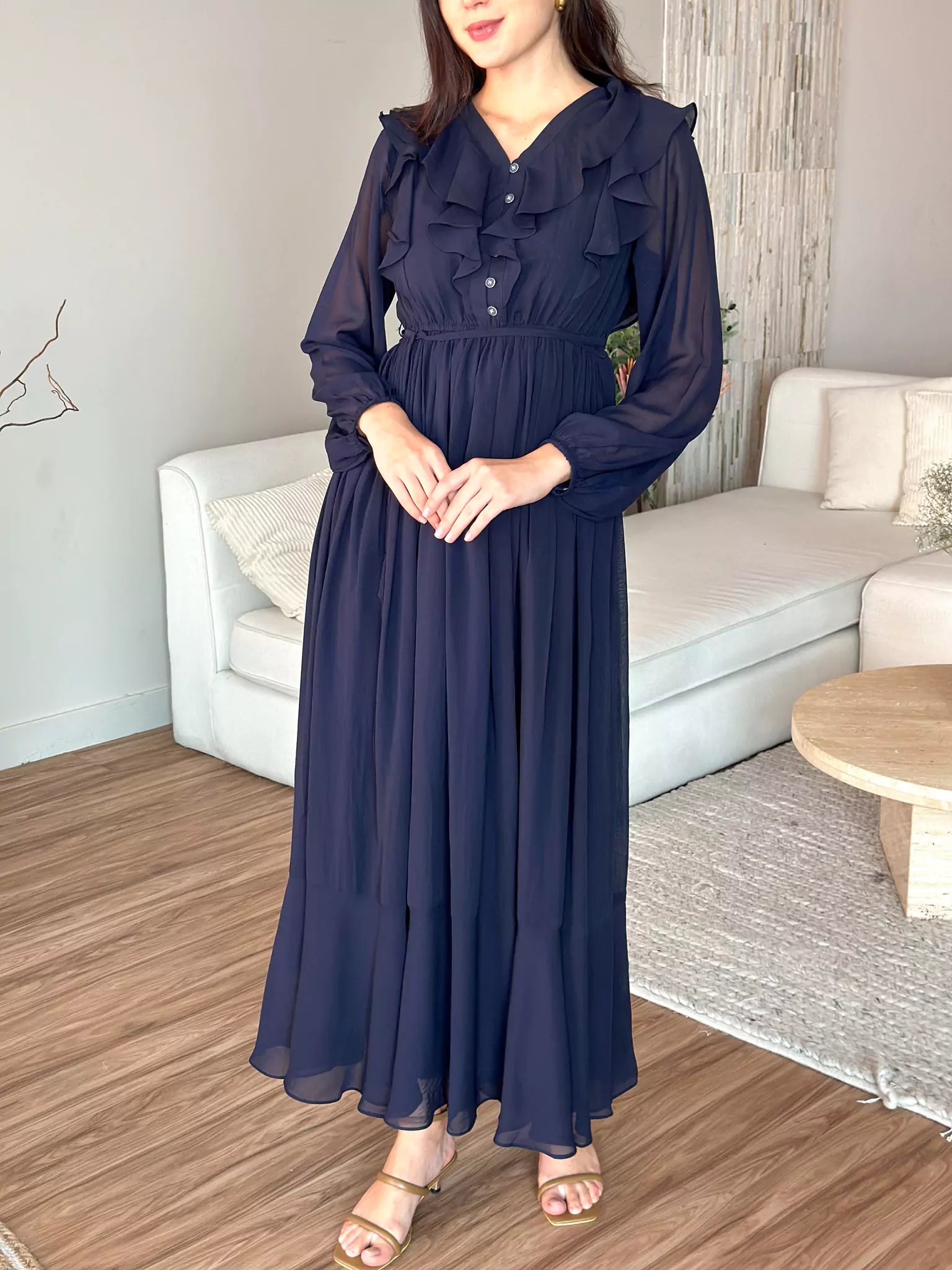 Aethra Blue Solid Long Dress