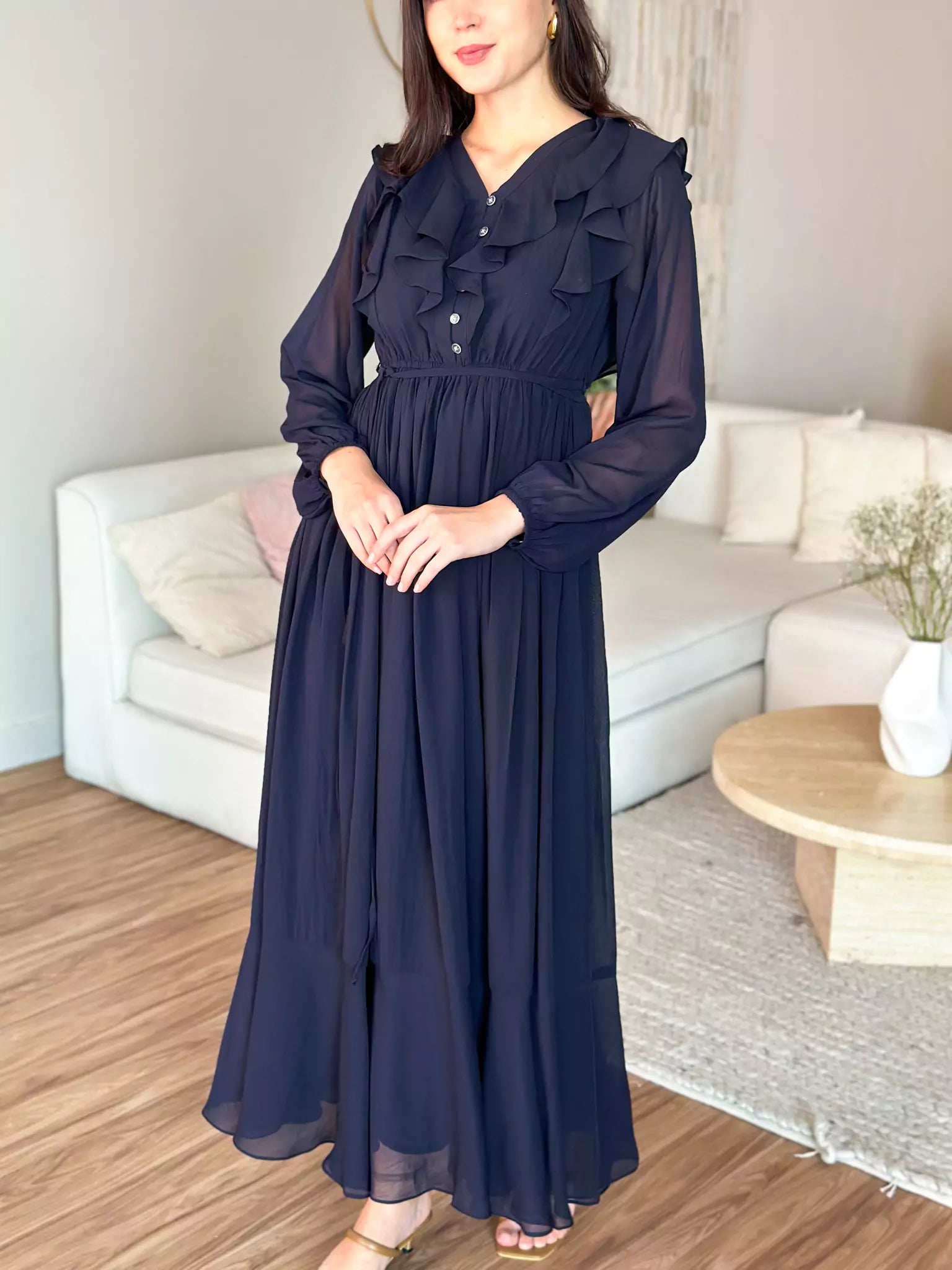 Aethra Blue Solid Long Dress