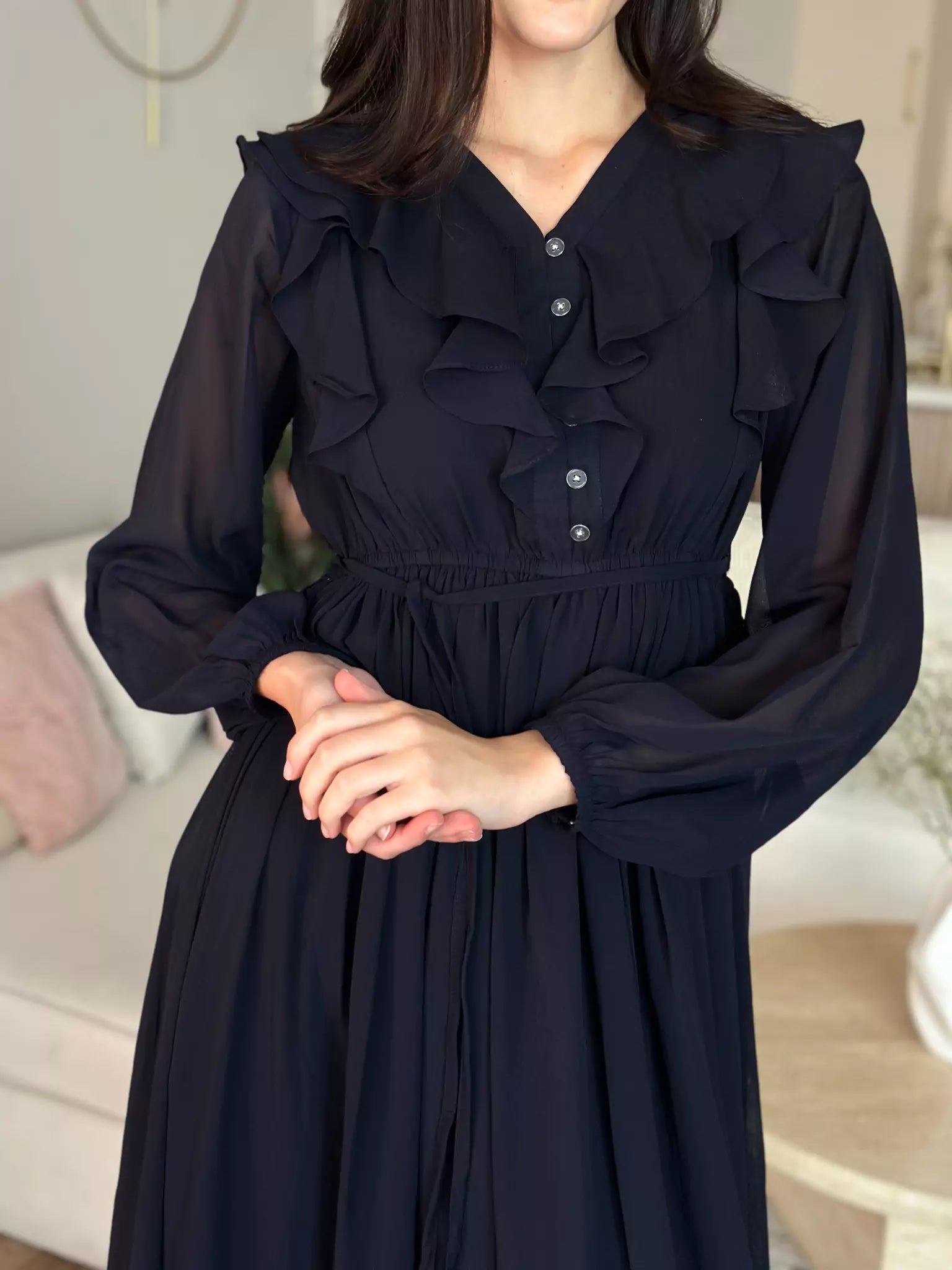 Aethra Blue Solid Long Dress