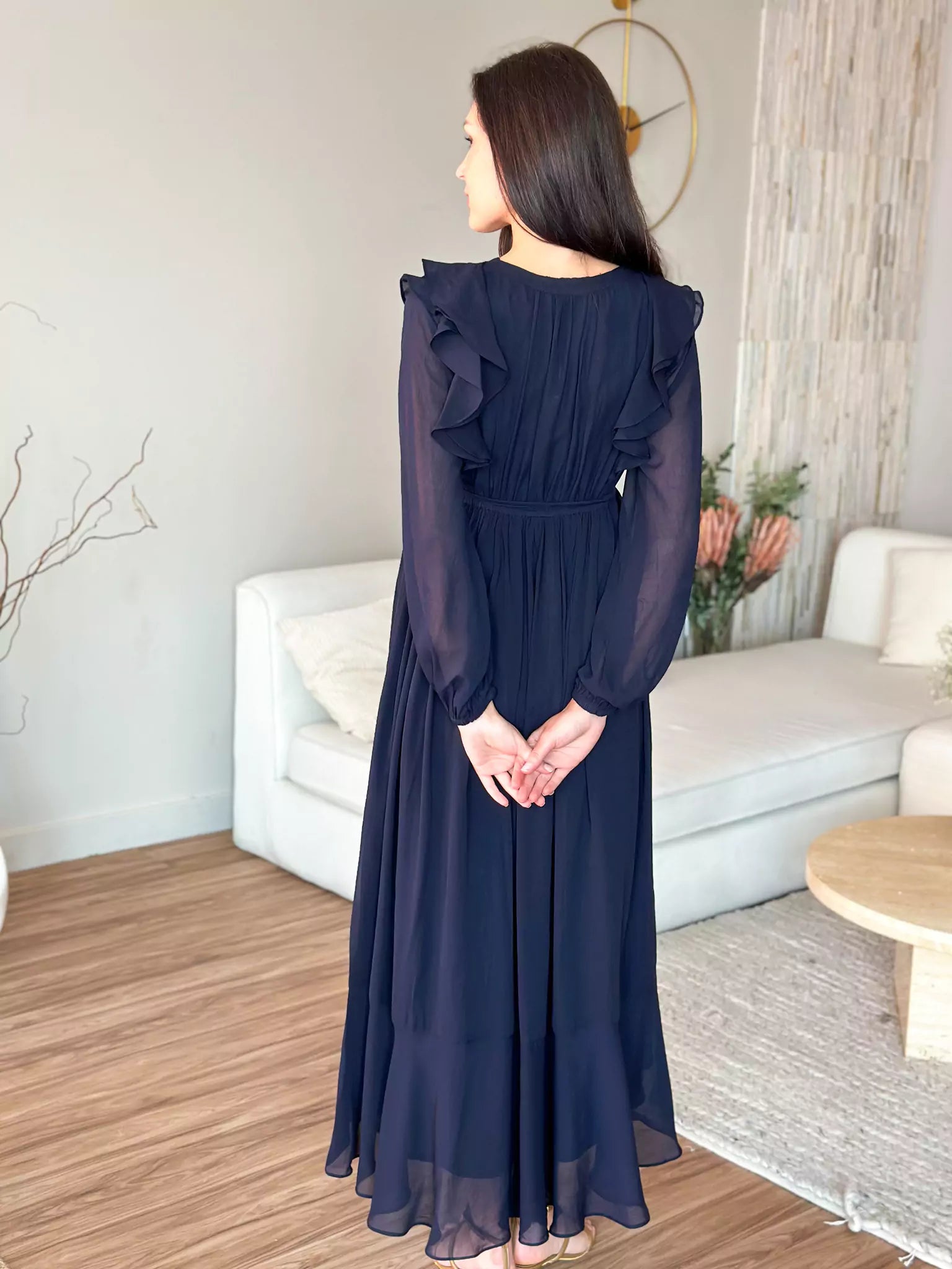 Aethra Blue Solid Long Dress