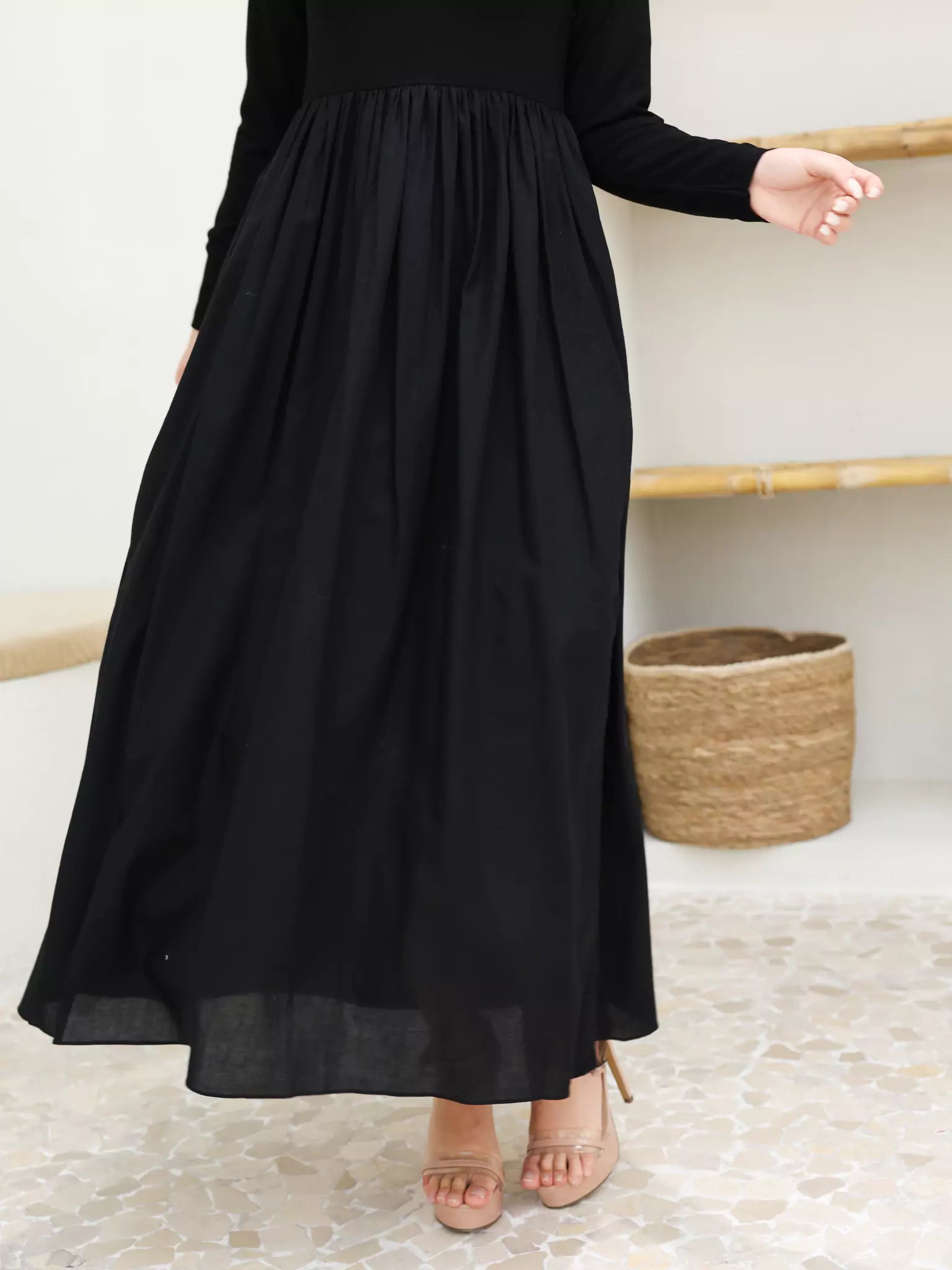 Bistry Black Jersey Cotton Dress
