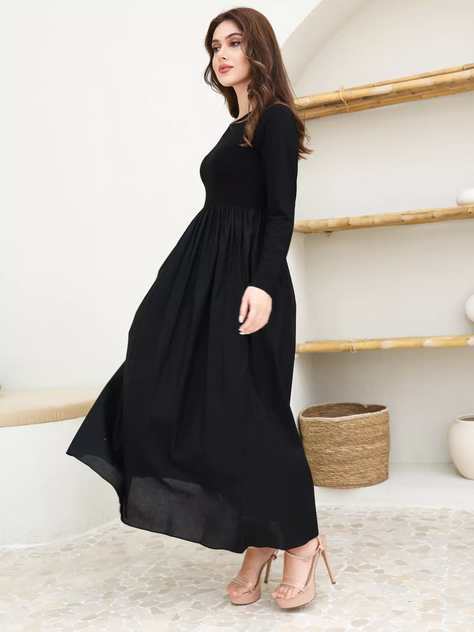 Bistry Black Jersey Cotton Dress