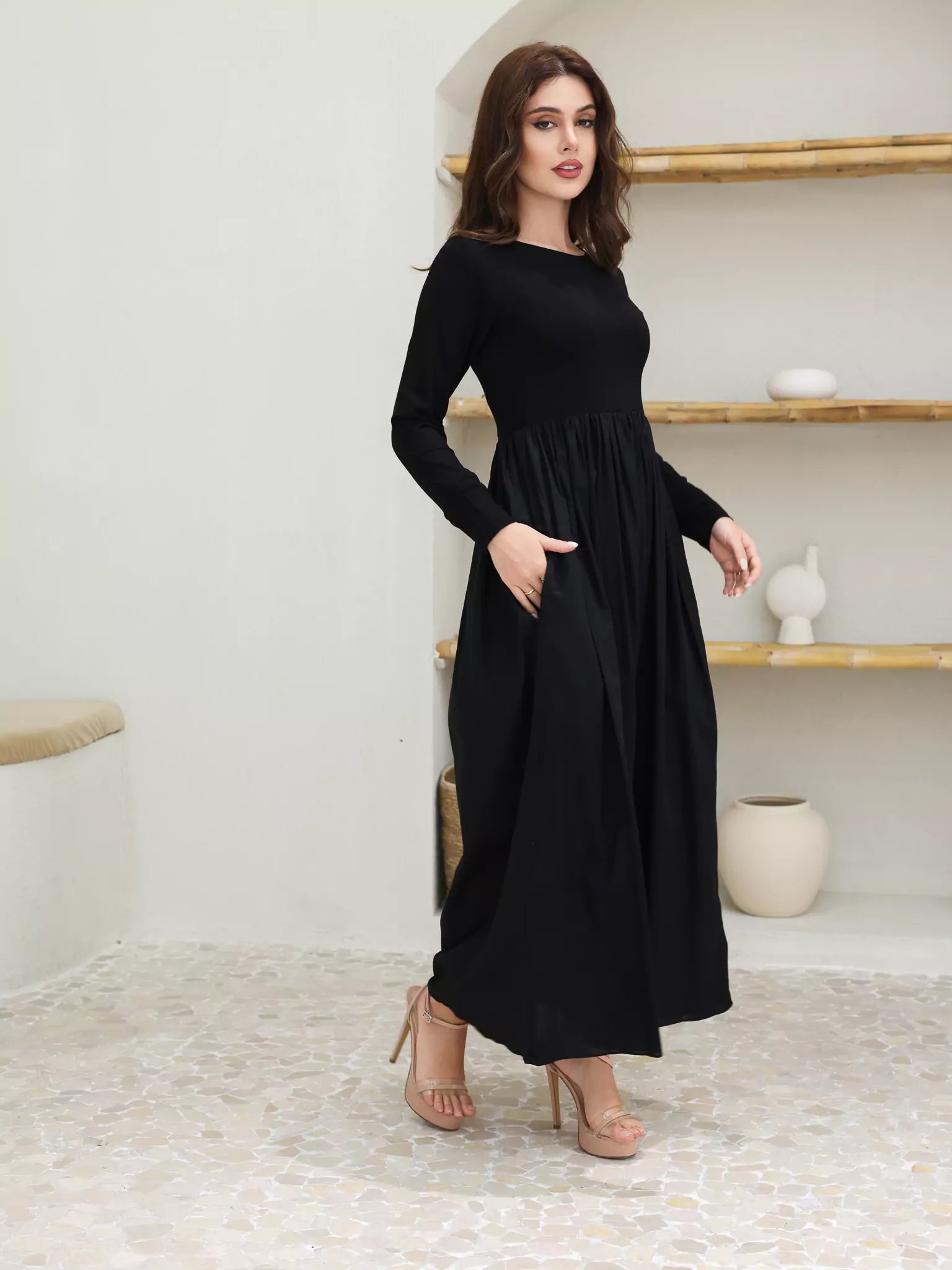 Bistry Black Jersey Cotton Dress
