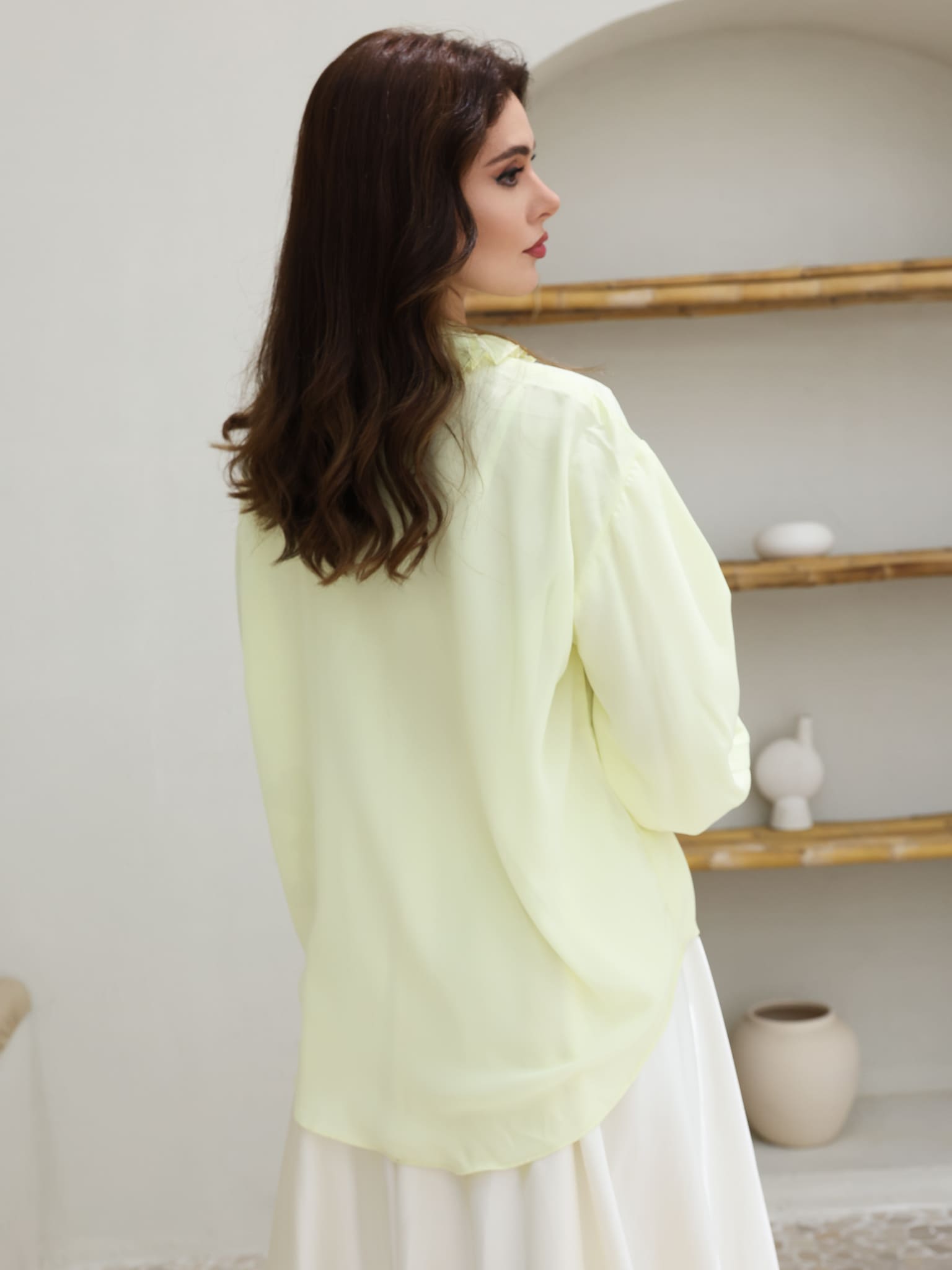 Buckingham Pleated Yellow Shirt