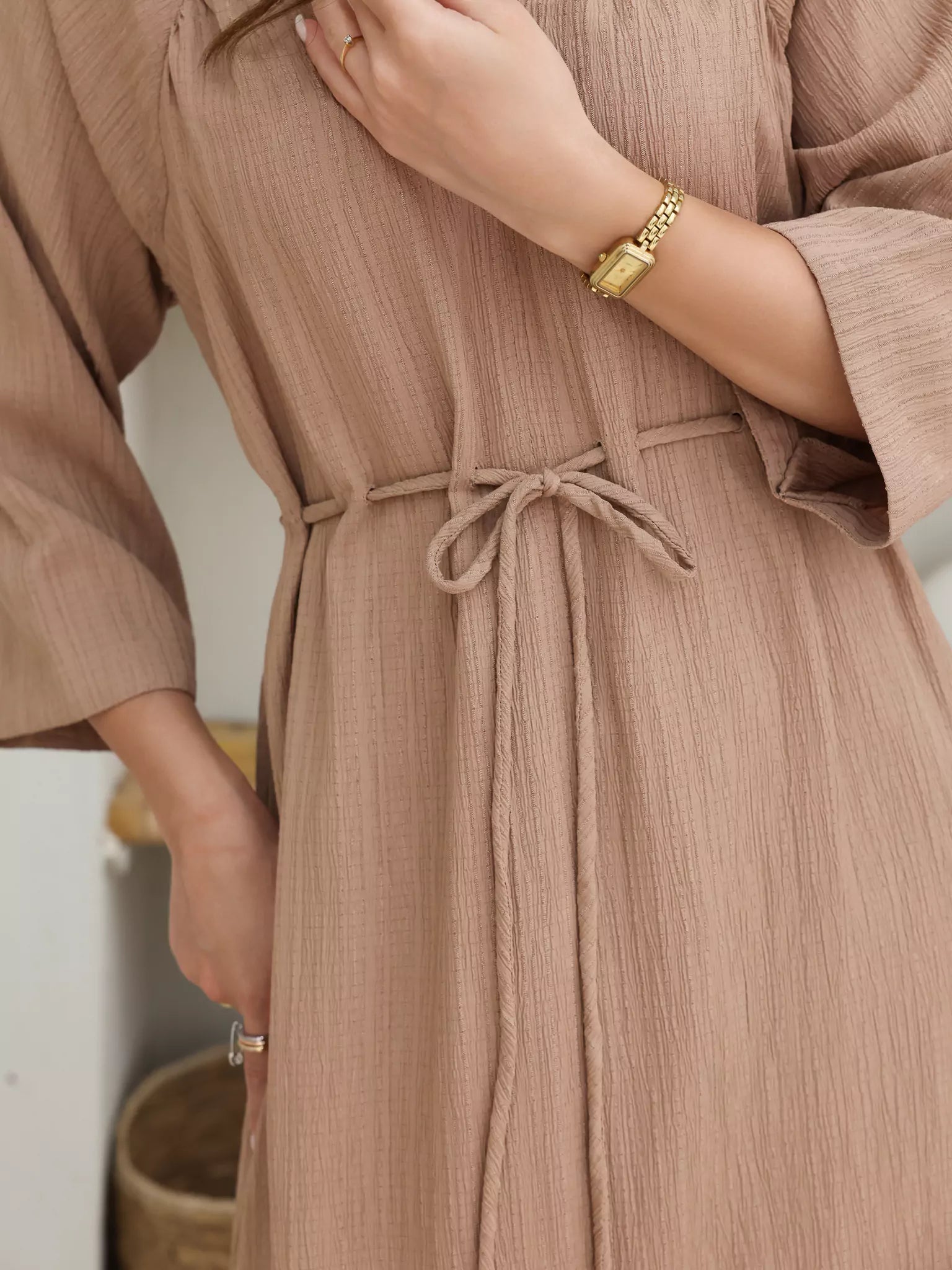 Evania String Beige Long Dress