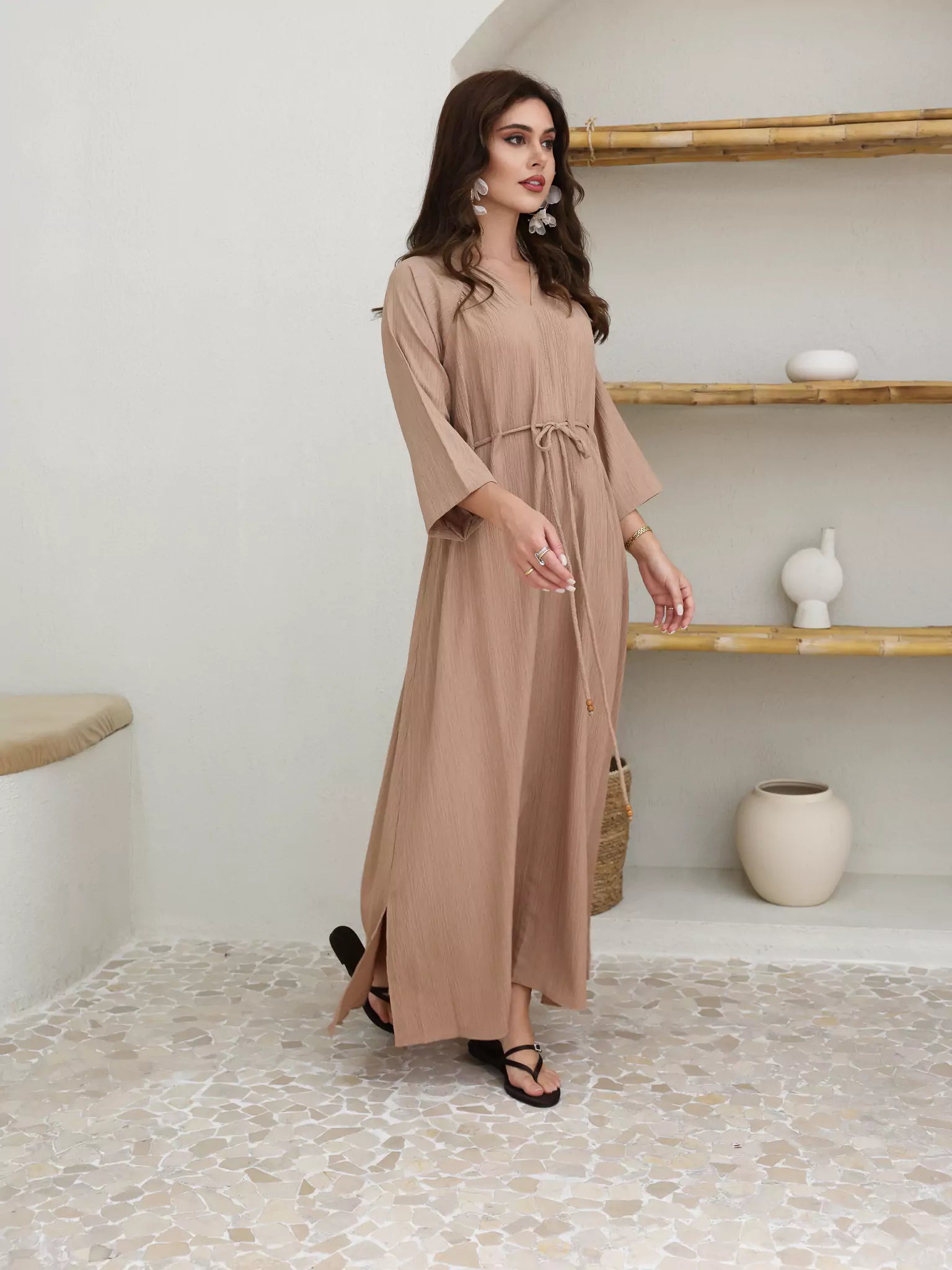 Evania String Beige Long Dress