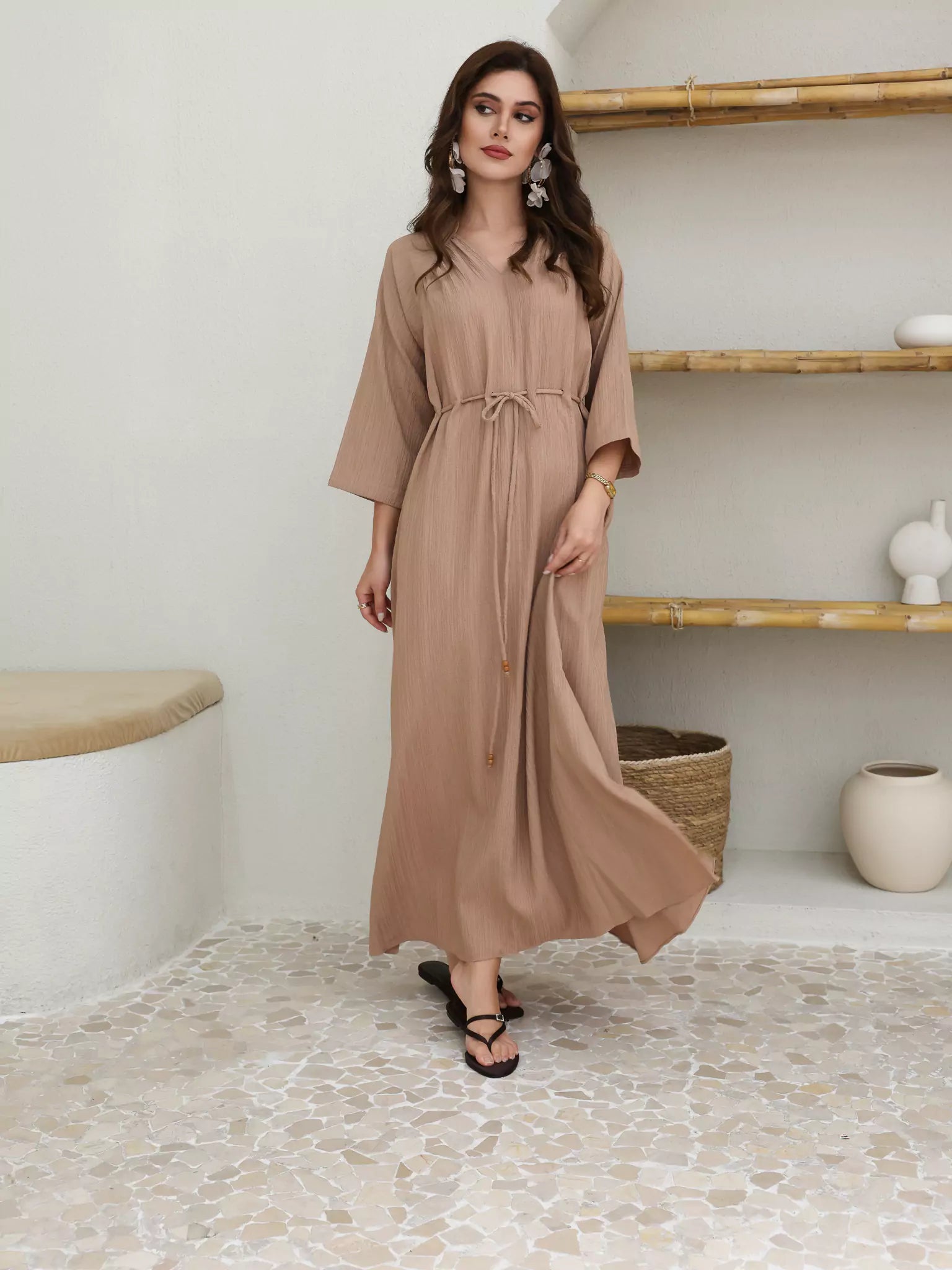 Evania String Beige Long Dress