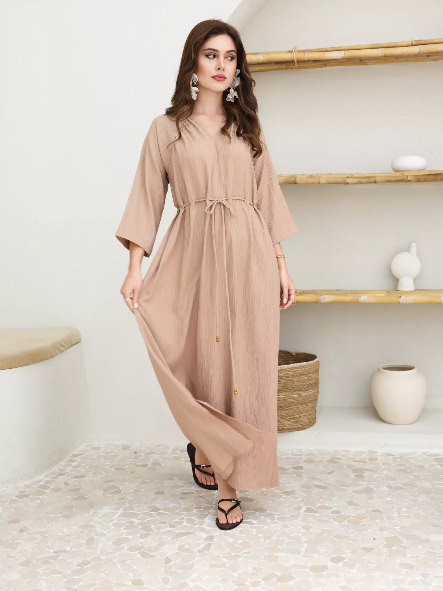 Evania String Beige Long Dress