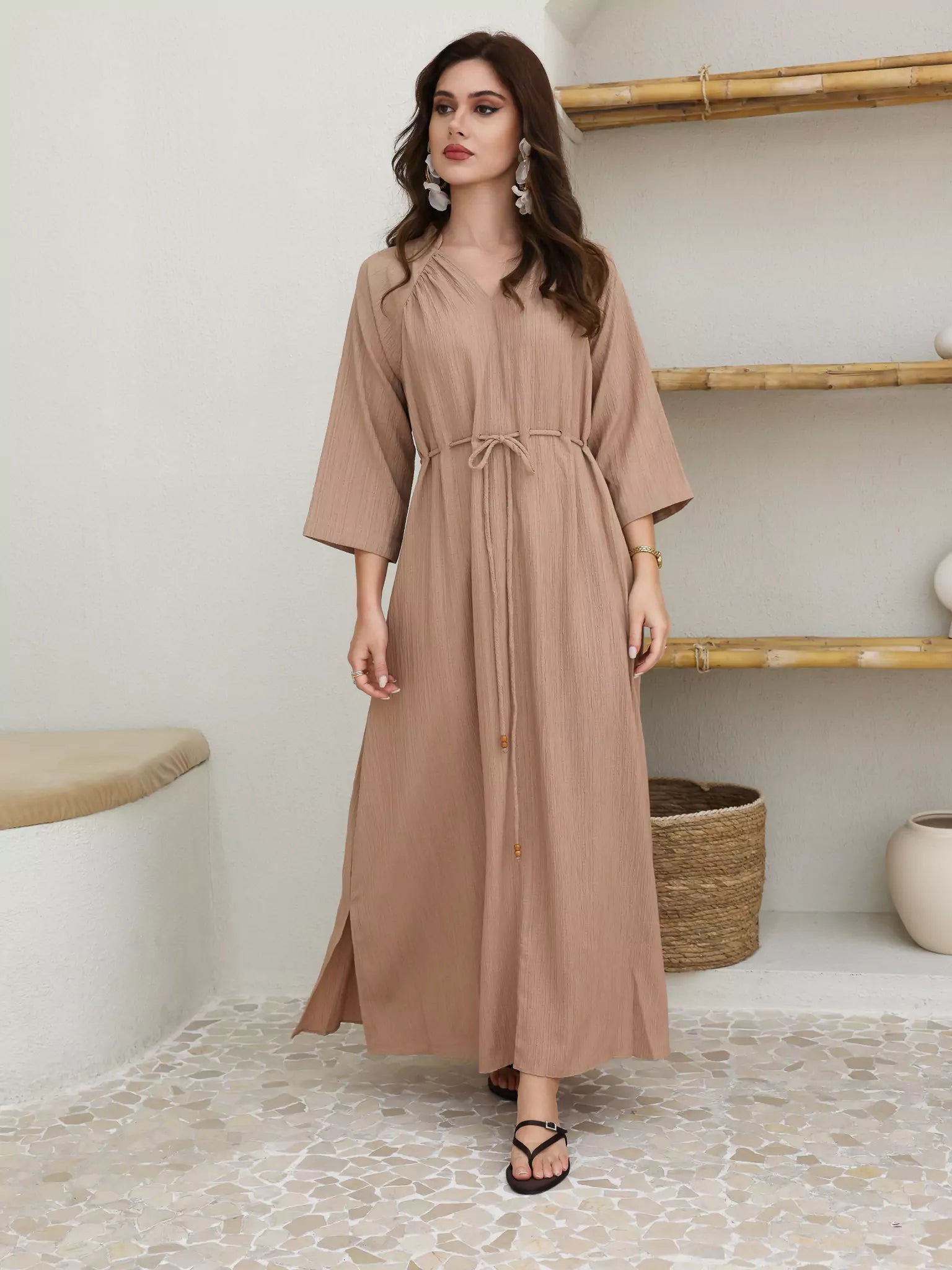 Evania String Beige Long Dress