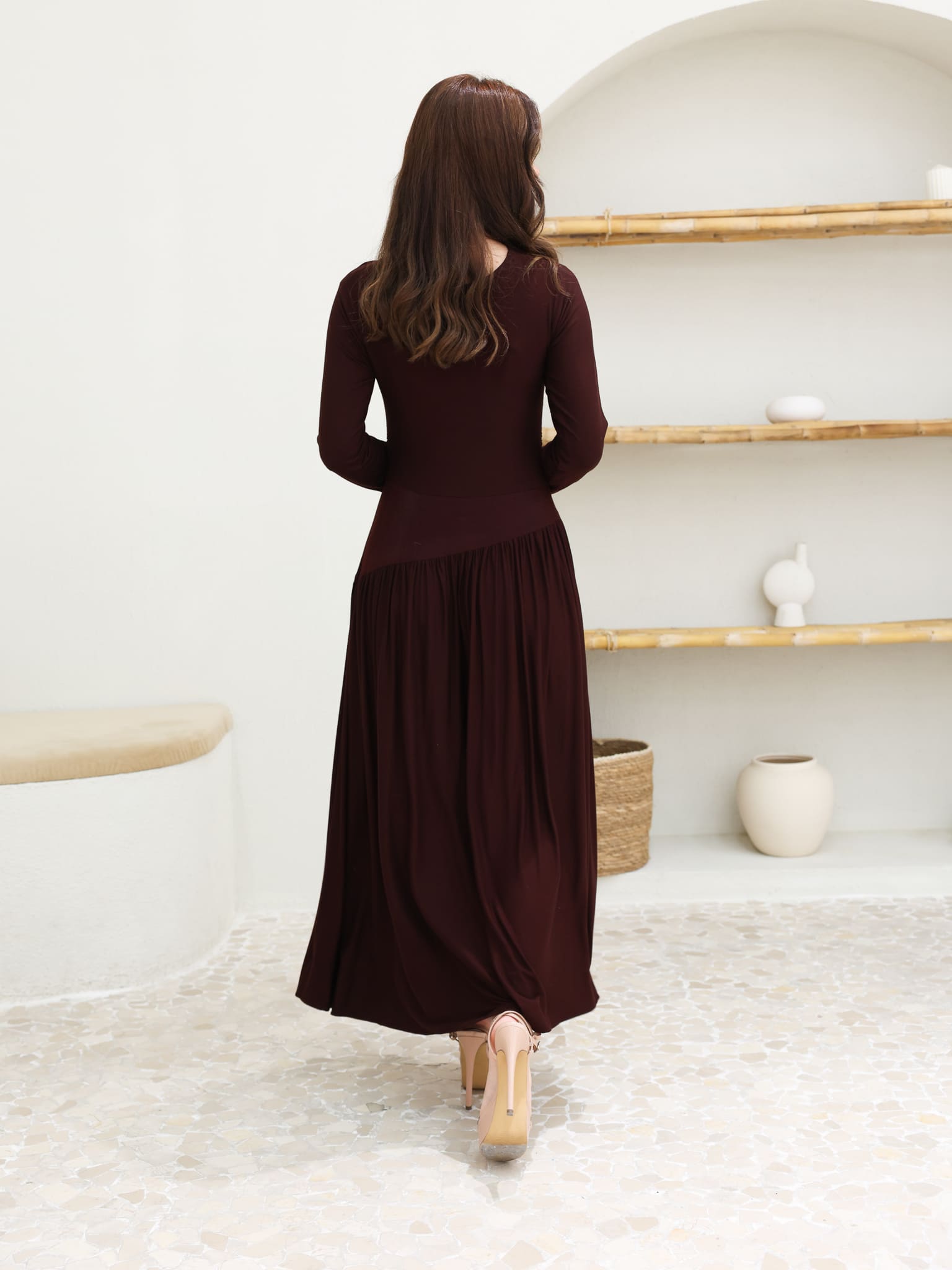 Caffra Brown Jersey Long Dress