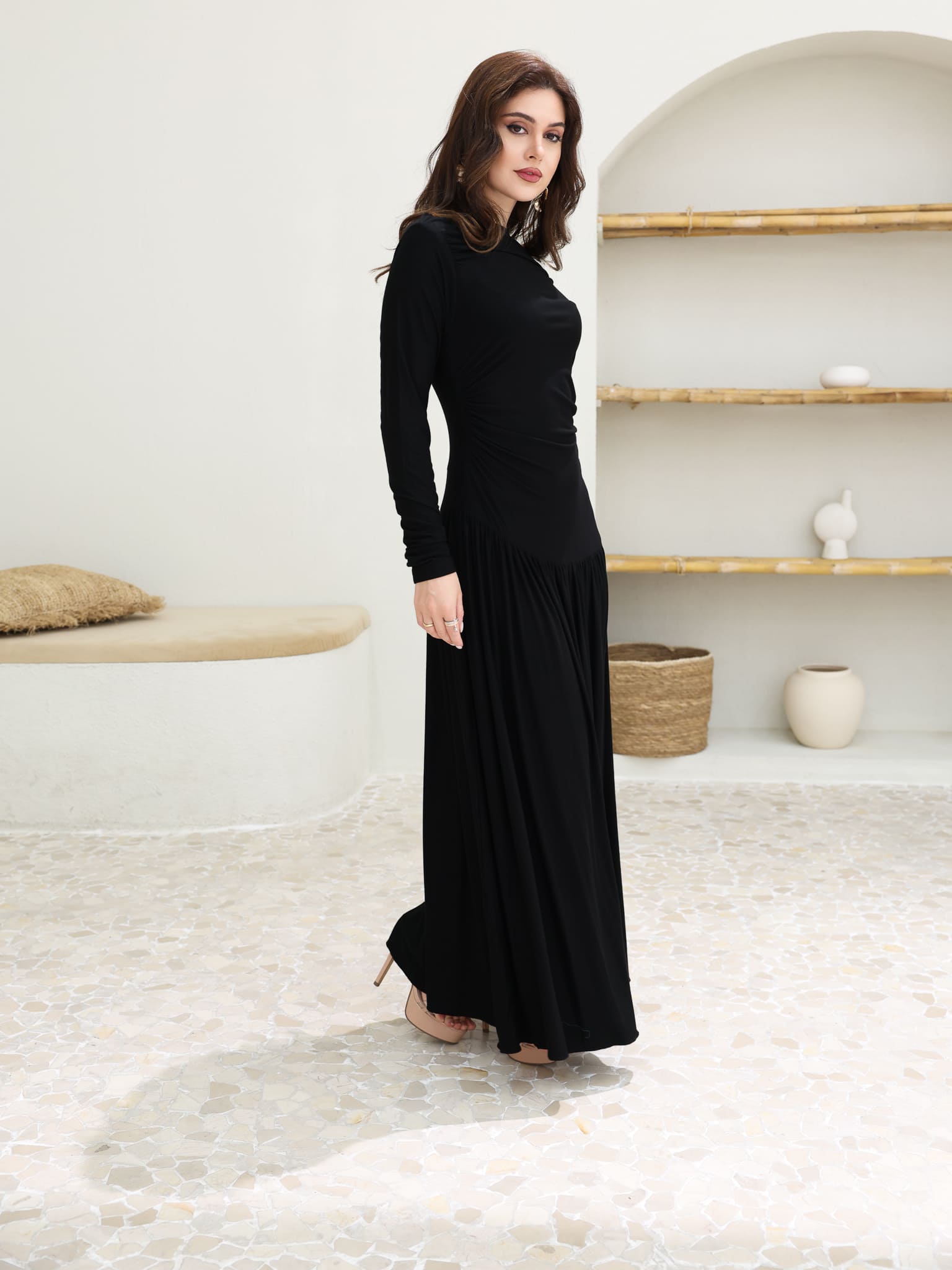 Caffra Black Jersey Long Dress