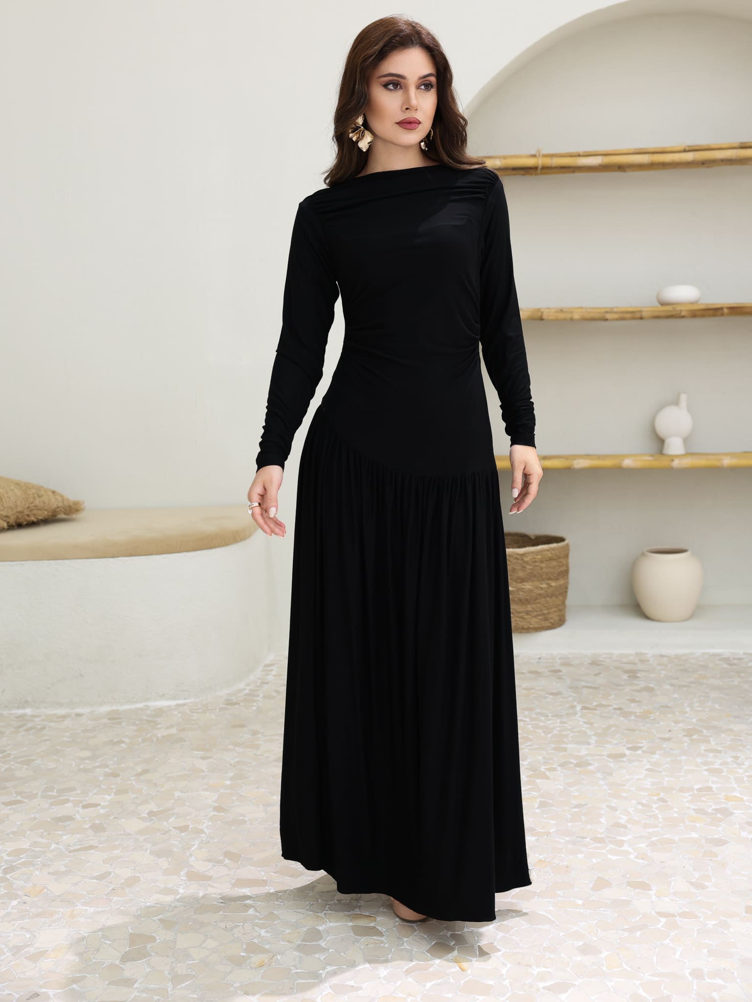 Caffra Black Jersey Long Dress