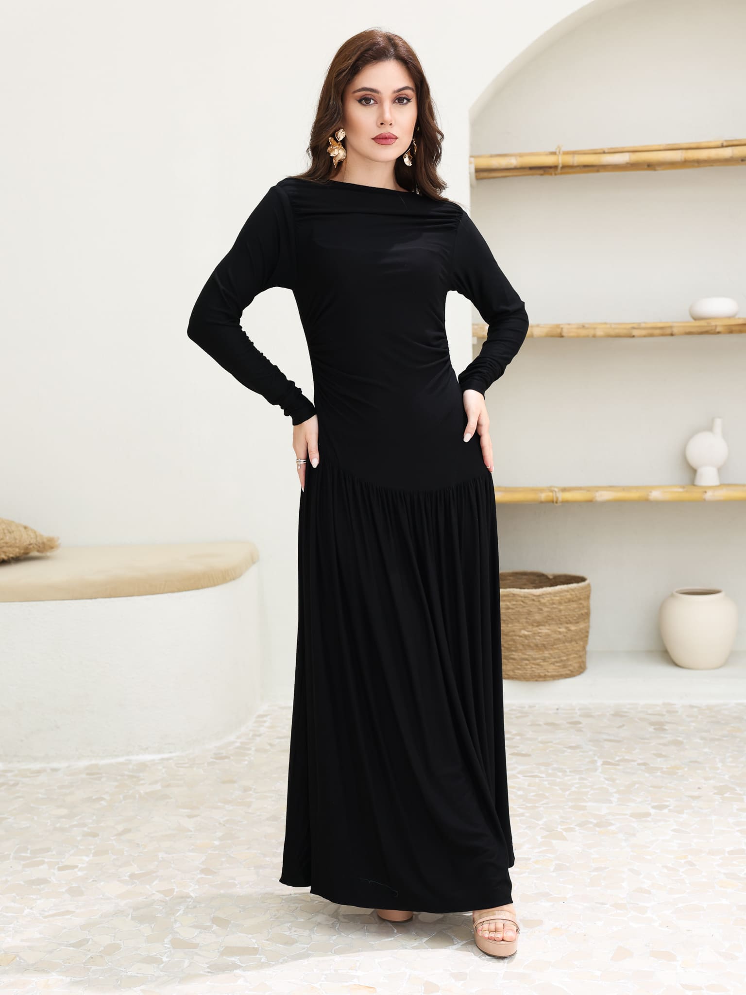 Caffra Black Jersey Long Dress