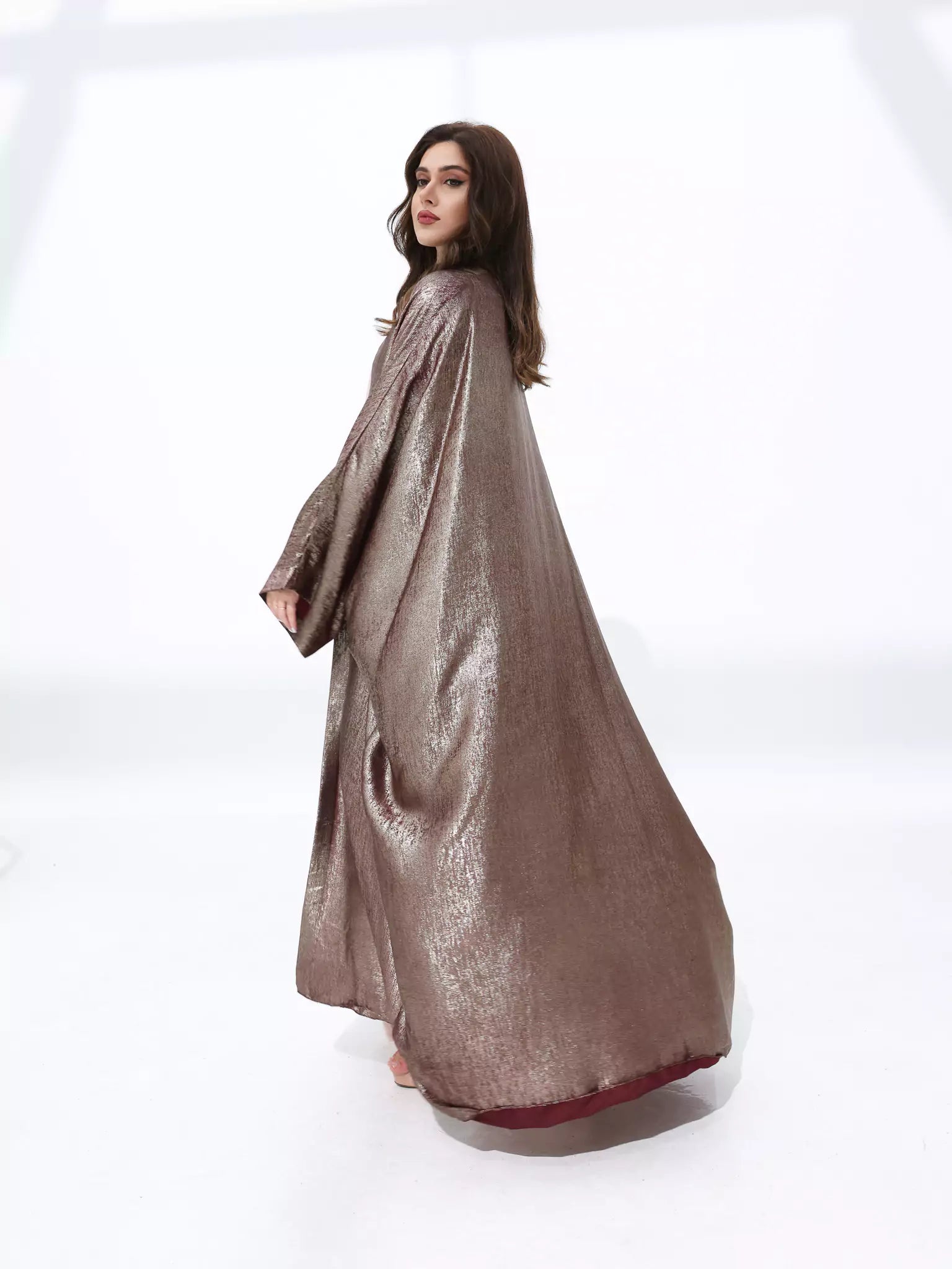 Maroon Luxe Shimmer Long Shrug