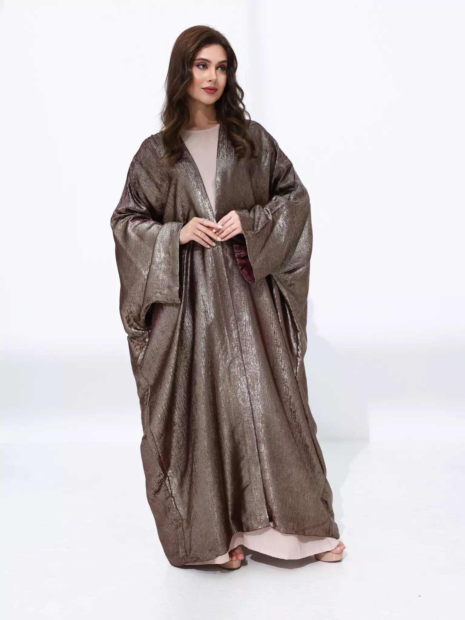 Maroon Luxe Shimmer Long Shrug