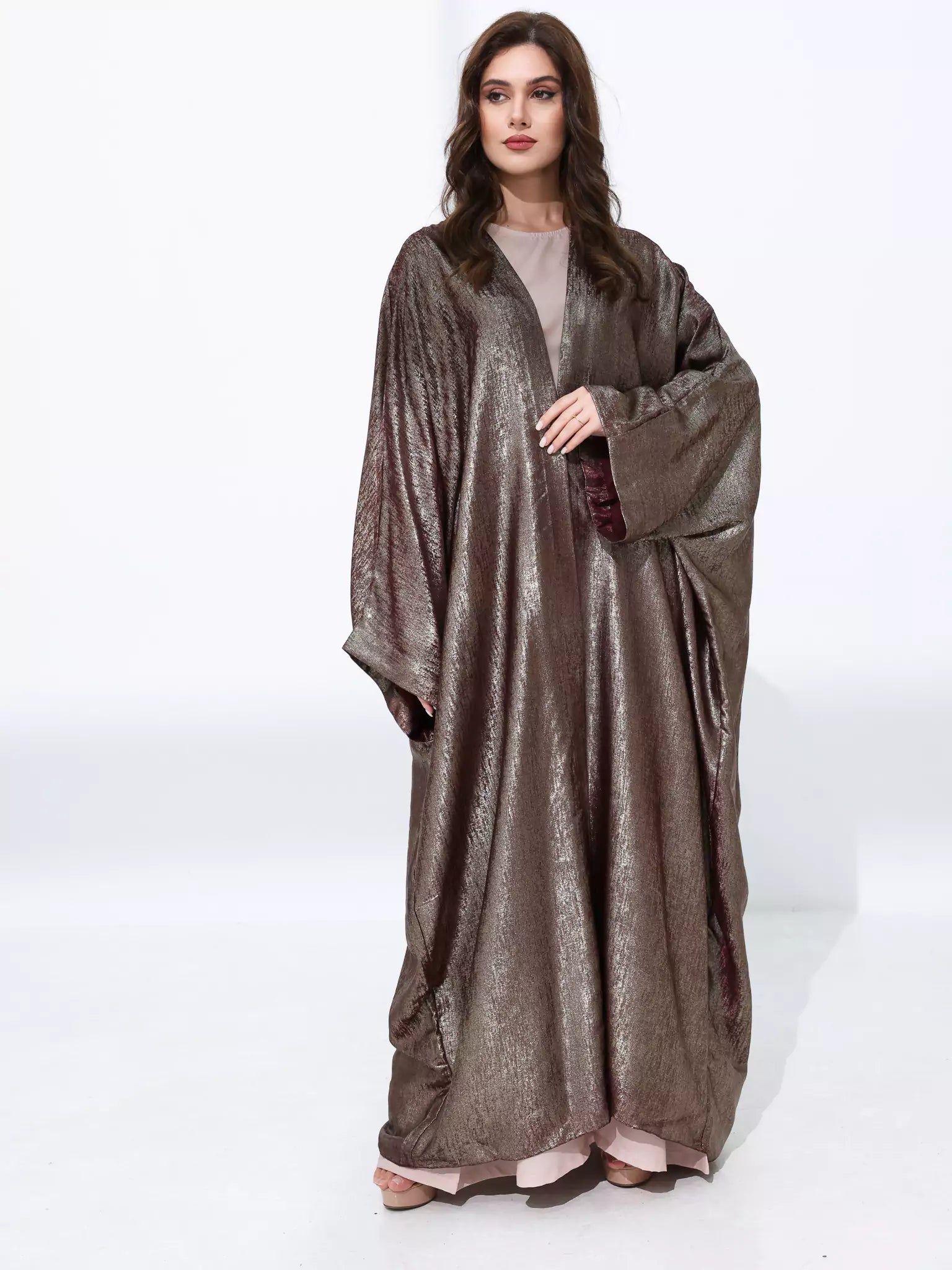 Maroon Luxe Shimmer Long Shrug