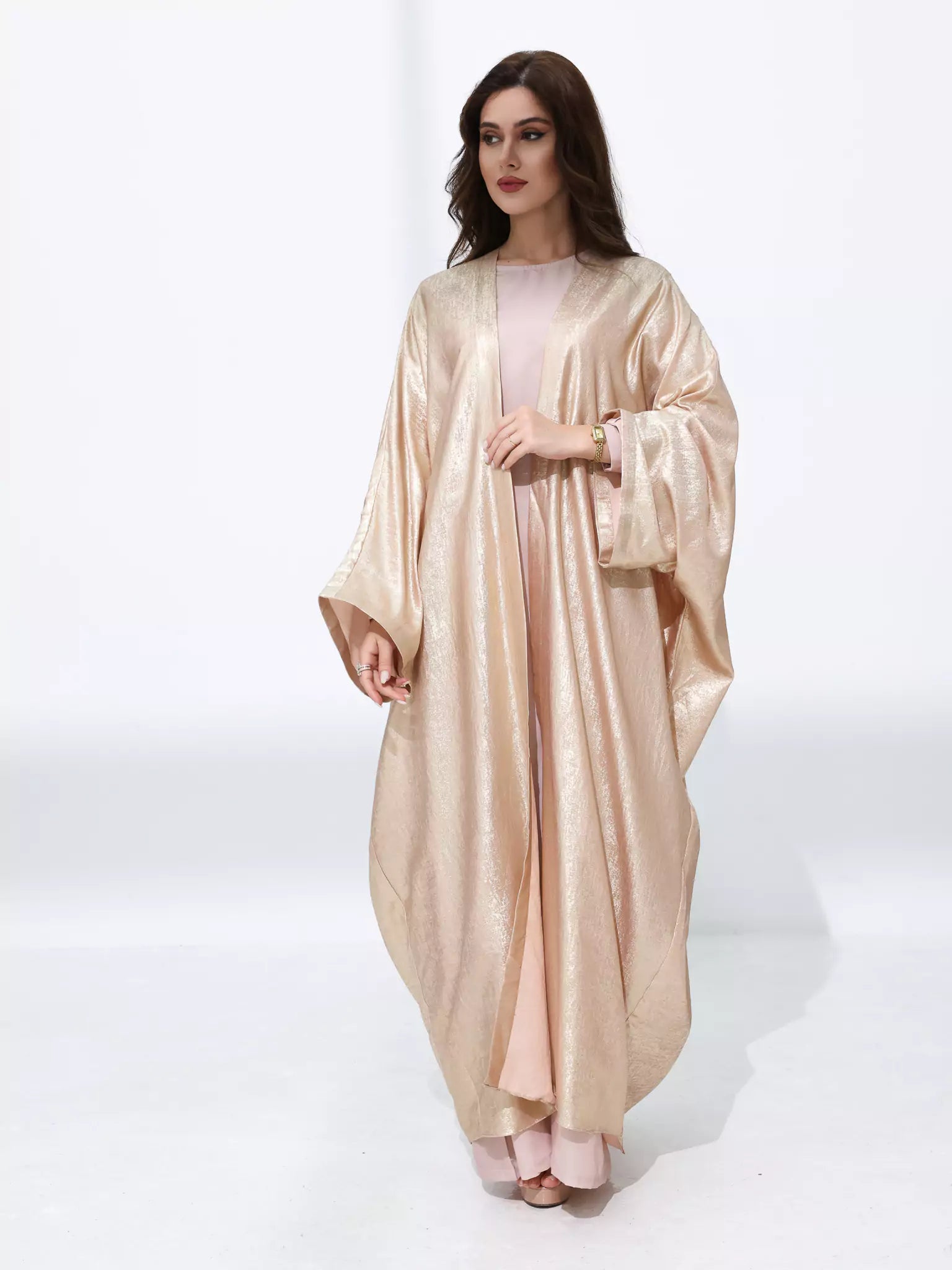 Peach Luxe Shimmer Long Shrug