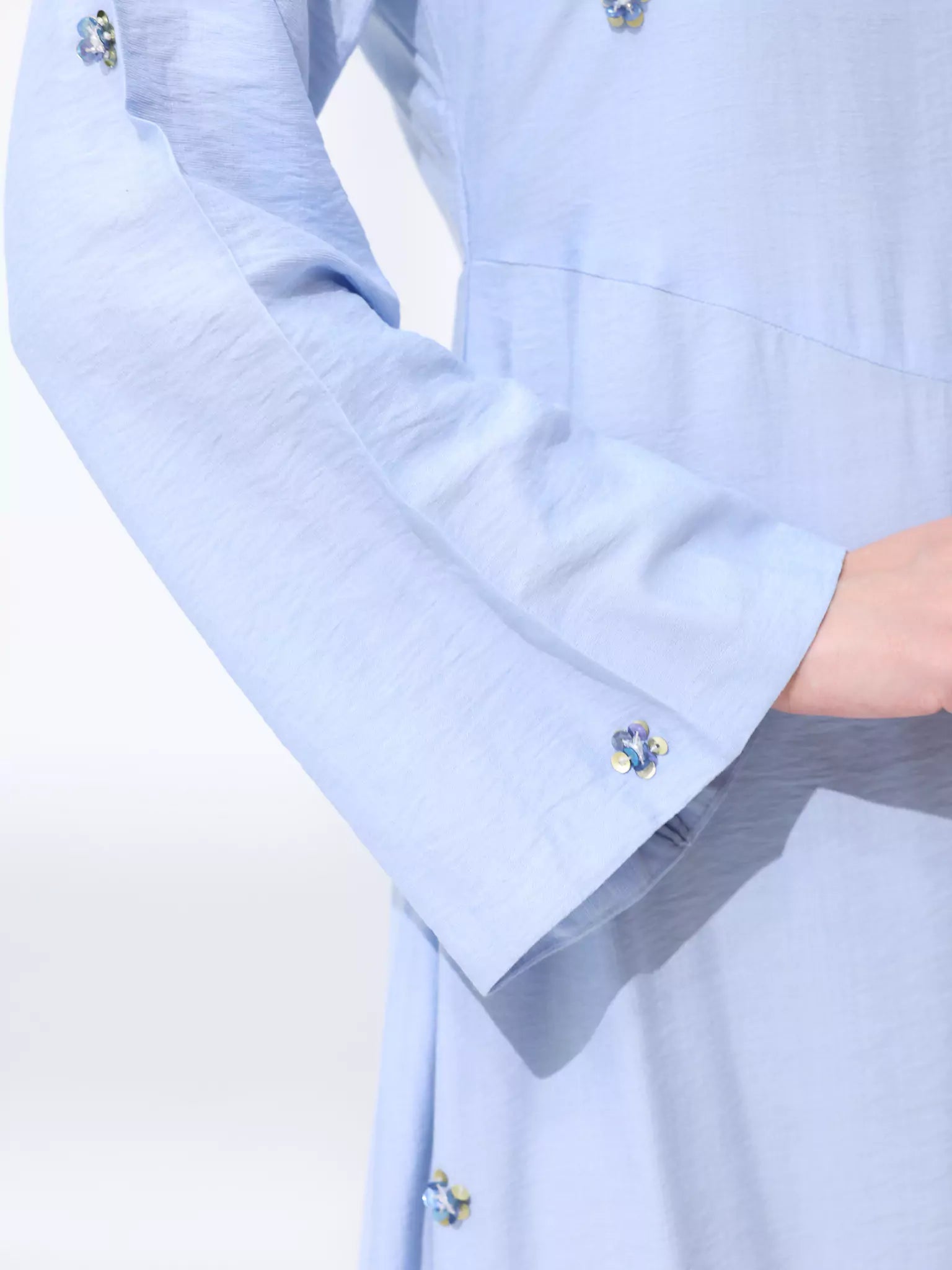 Veya Embellished Pastel Blue Long Dress