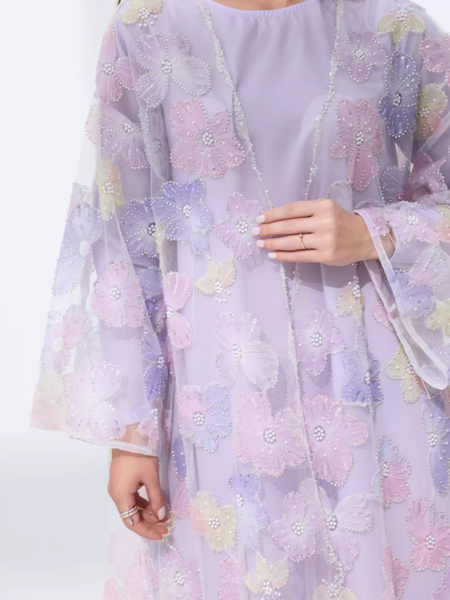 Embellished Luxury Abaya Lilac And Purple Bloom