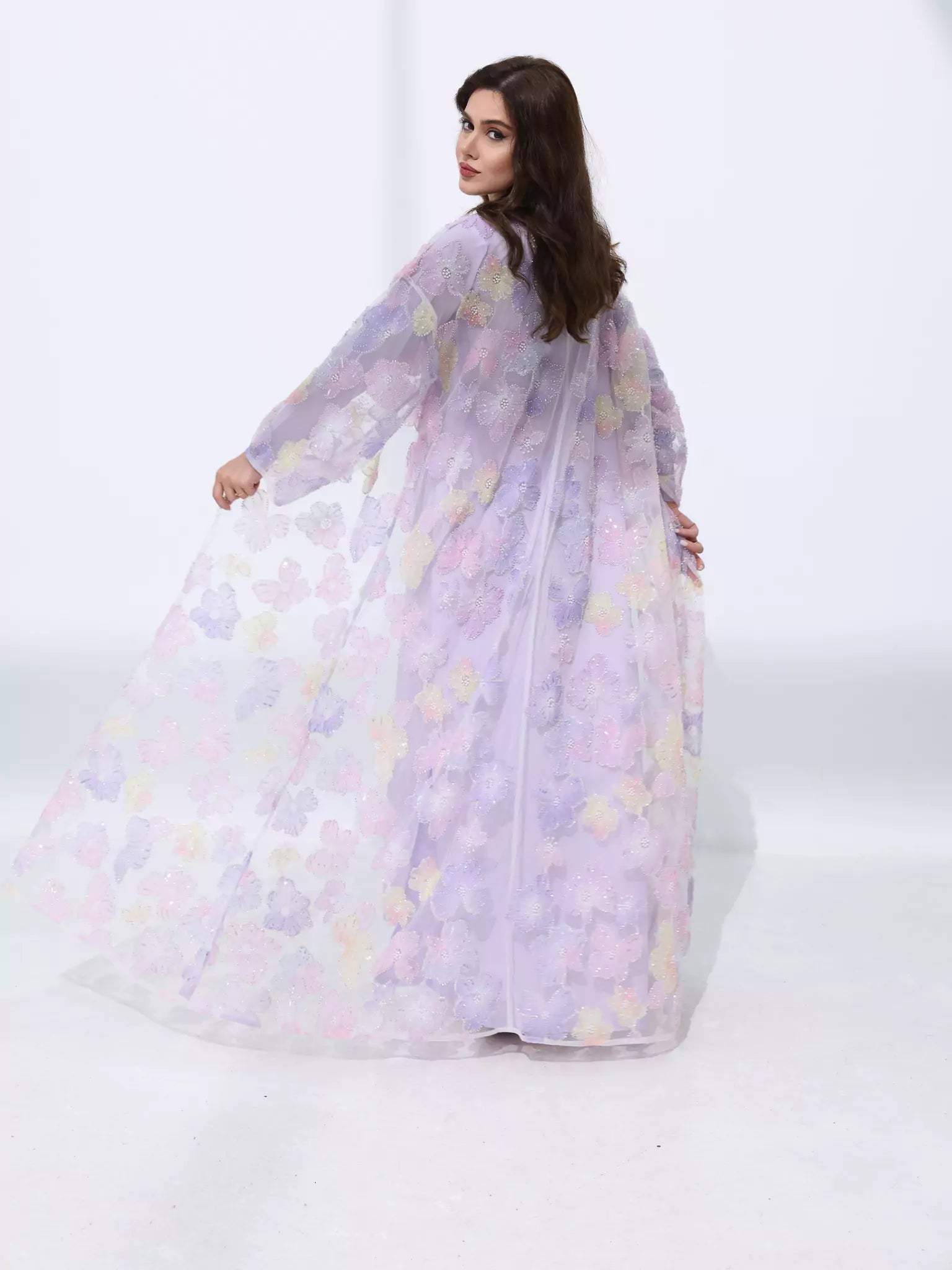 Embellished Luxury Abaya Lilac And Purple Bloom