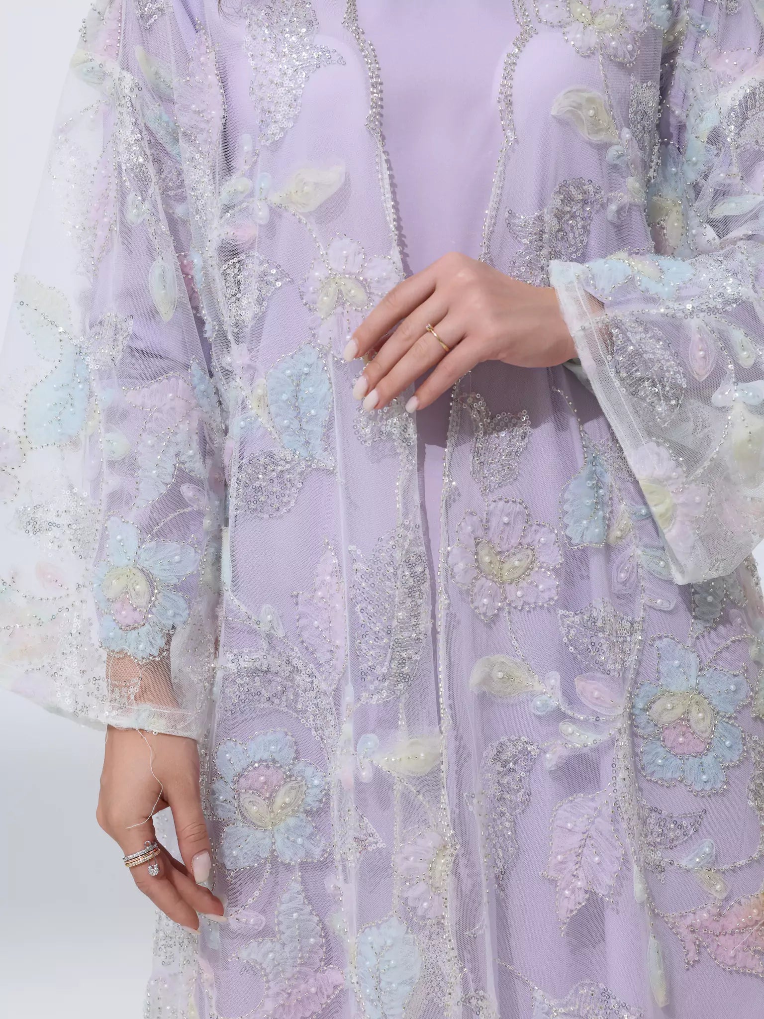Embellished Luxury Abaya Pastel Floral