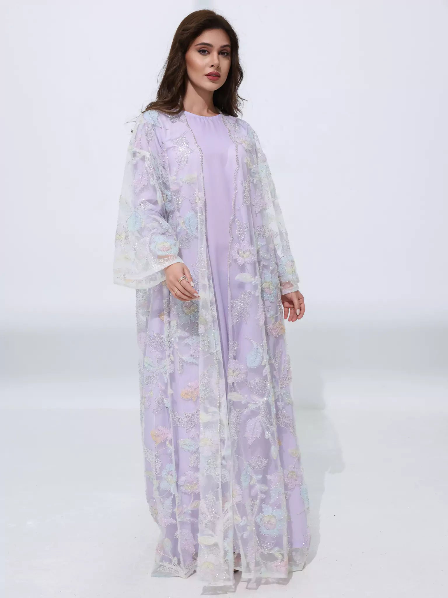 Embellished Luxury Abaya Pastel Floral