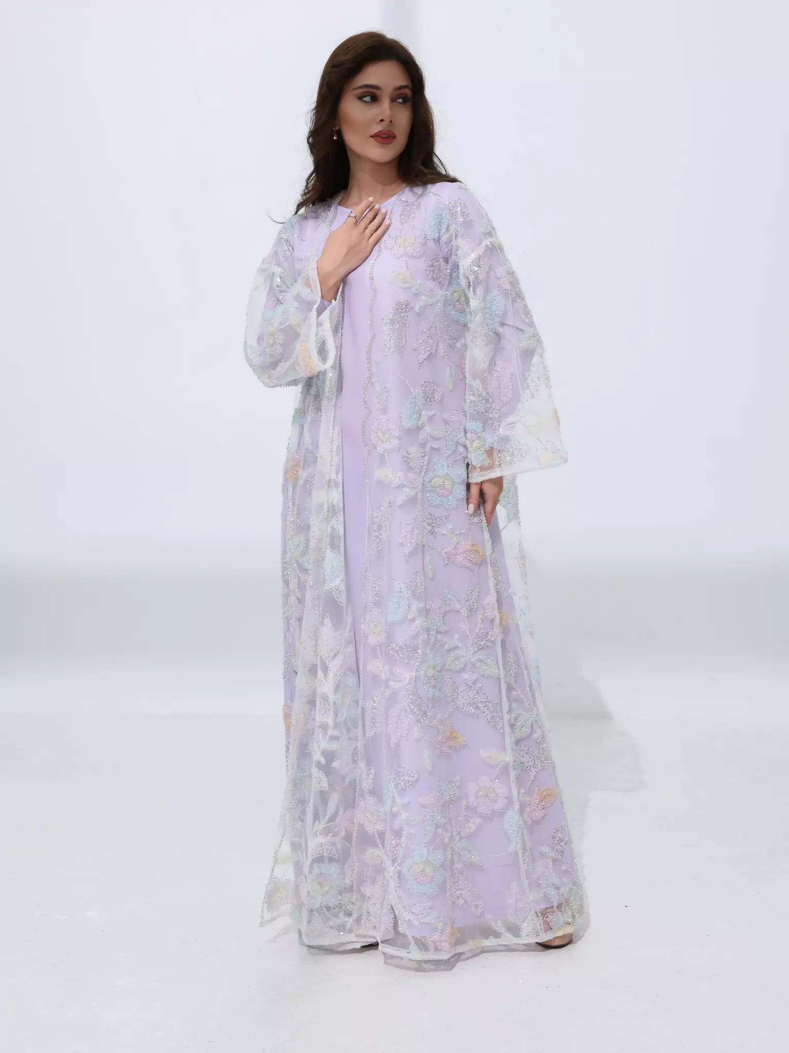 Embellished Luxury Abaya Pastel Floral