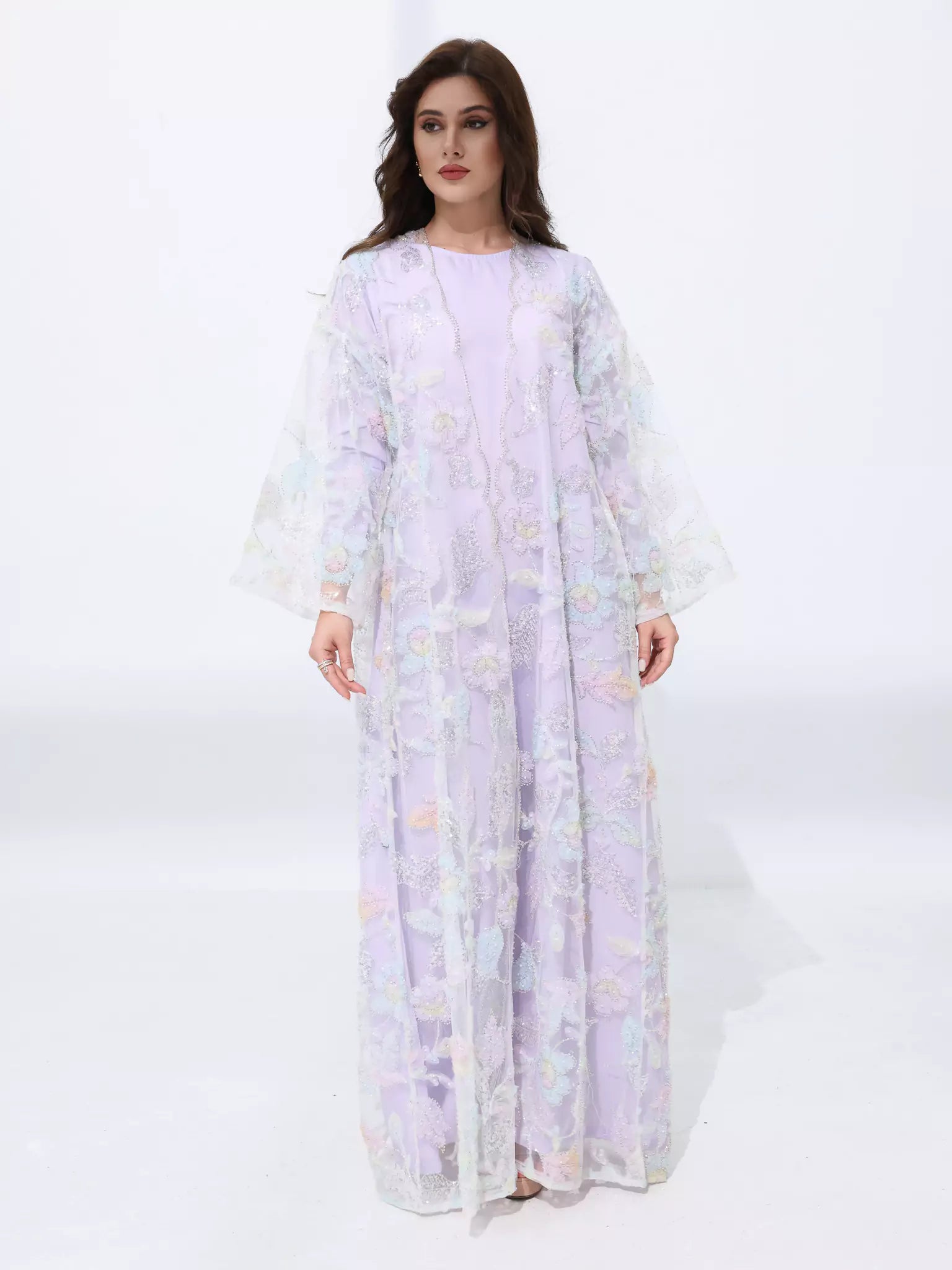Embellished Luxury Abaya Pastel Floral