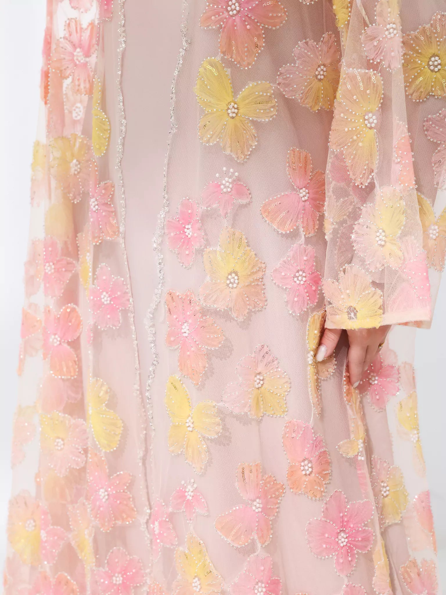 Embellished Luxury Abaya Peach And Yellow