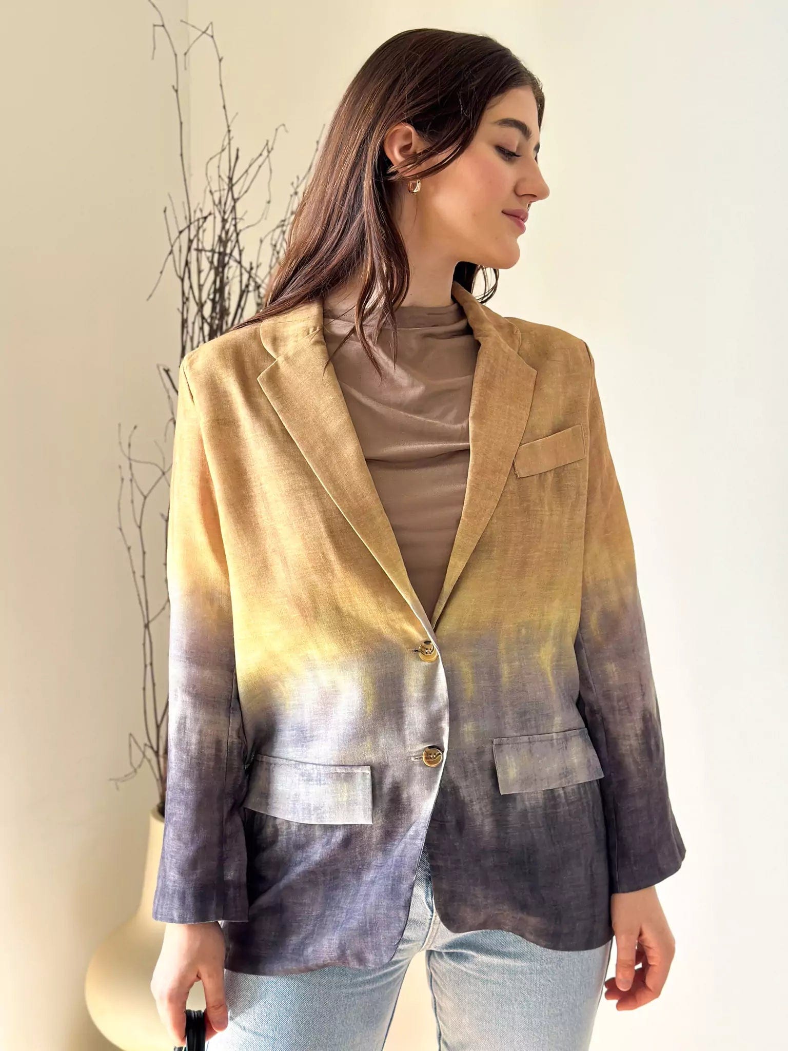 Dyed Linen Blazer Apparel & Accessories  - Sowears