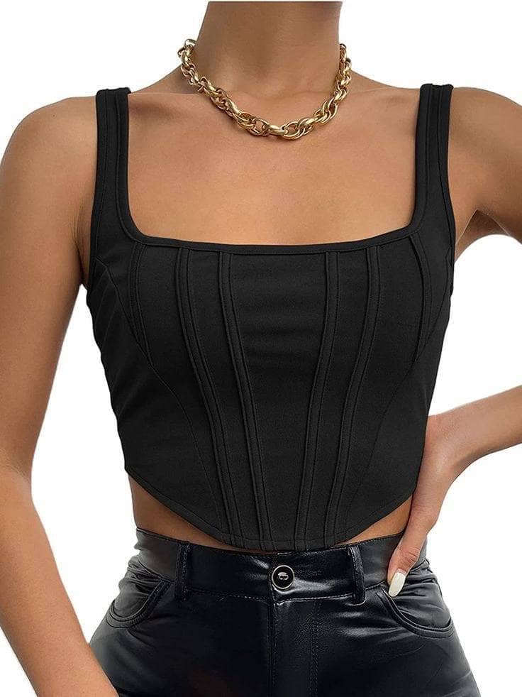 Women's Black Tank Top Outfit Sets  - Sowears