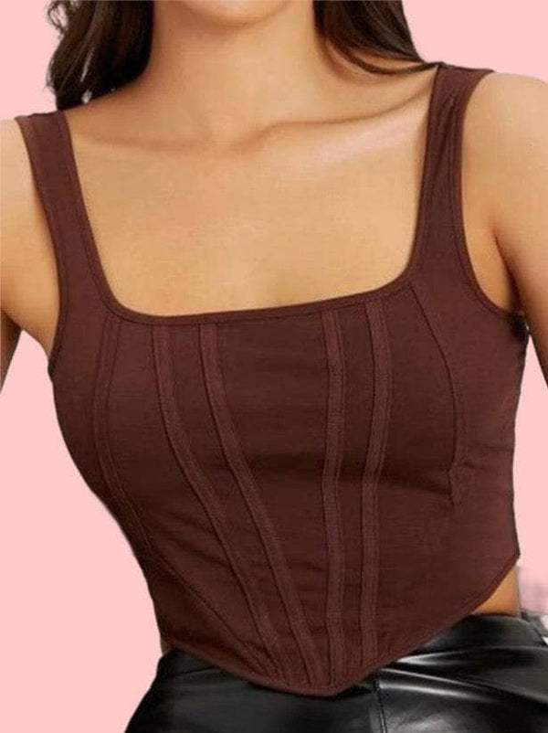 Women's Brown Tank Top Outfit Sets  - Sowears