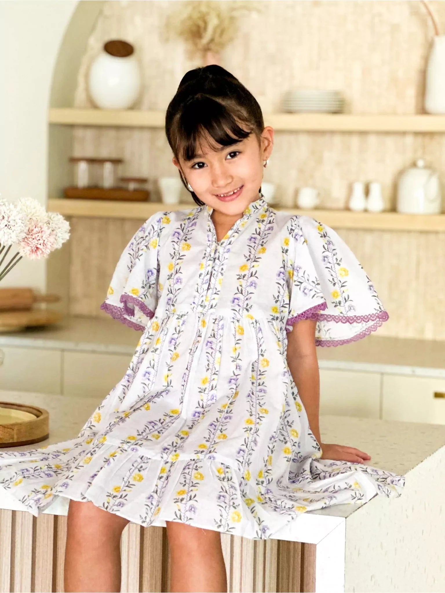 Mini Lilac Florid Long Dress Baby & Toddler Dresses  - Sowears