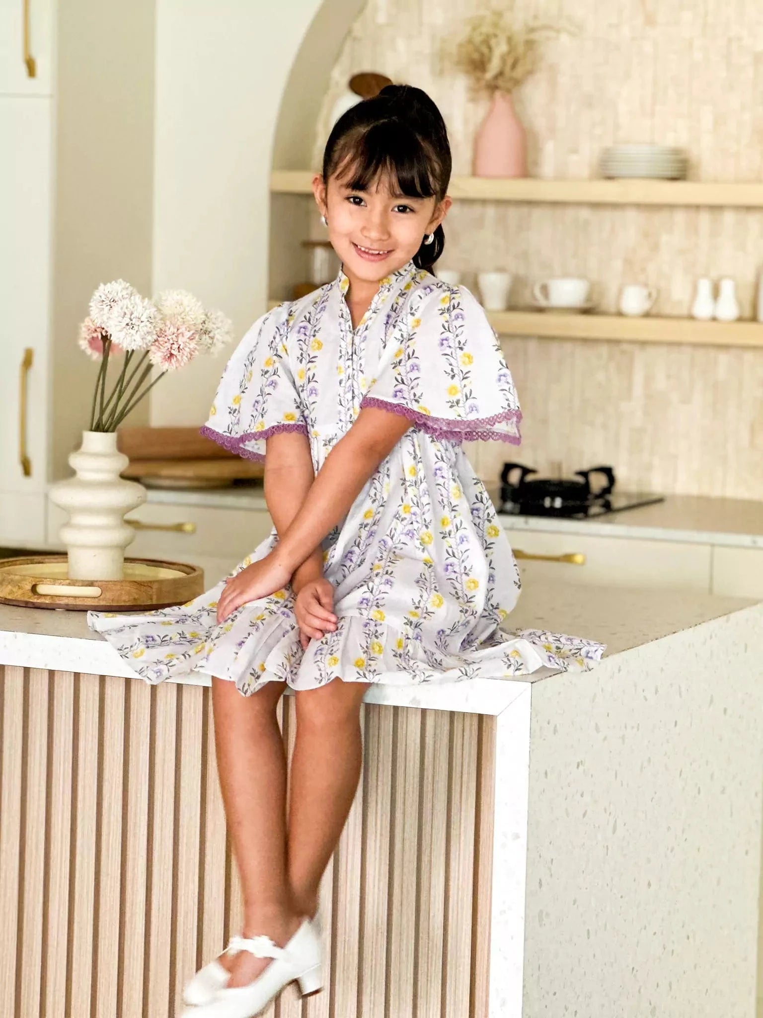 Mini Lilac Florid Long Dress Baby & Toddler Dresses  - Sowears