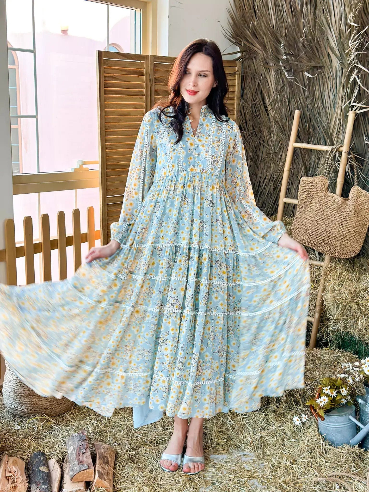 Long Sleeve Chiffon Dresses | Chiffon Frocks Online