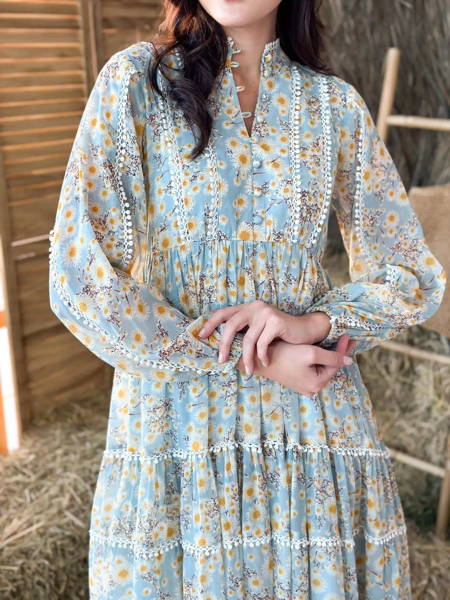 Audra Floral Lace Long Dress Dresses  - Sowears