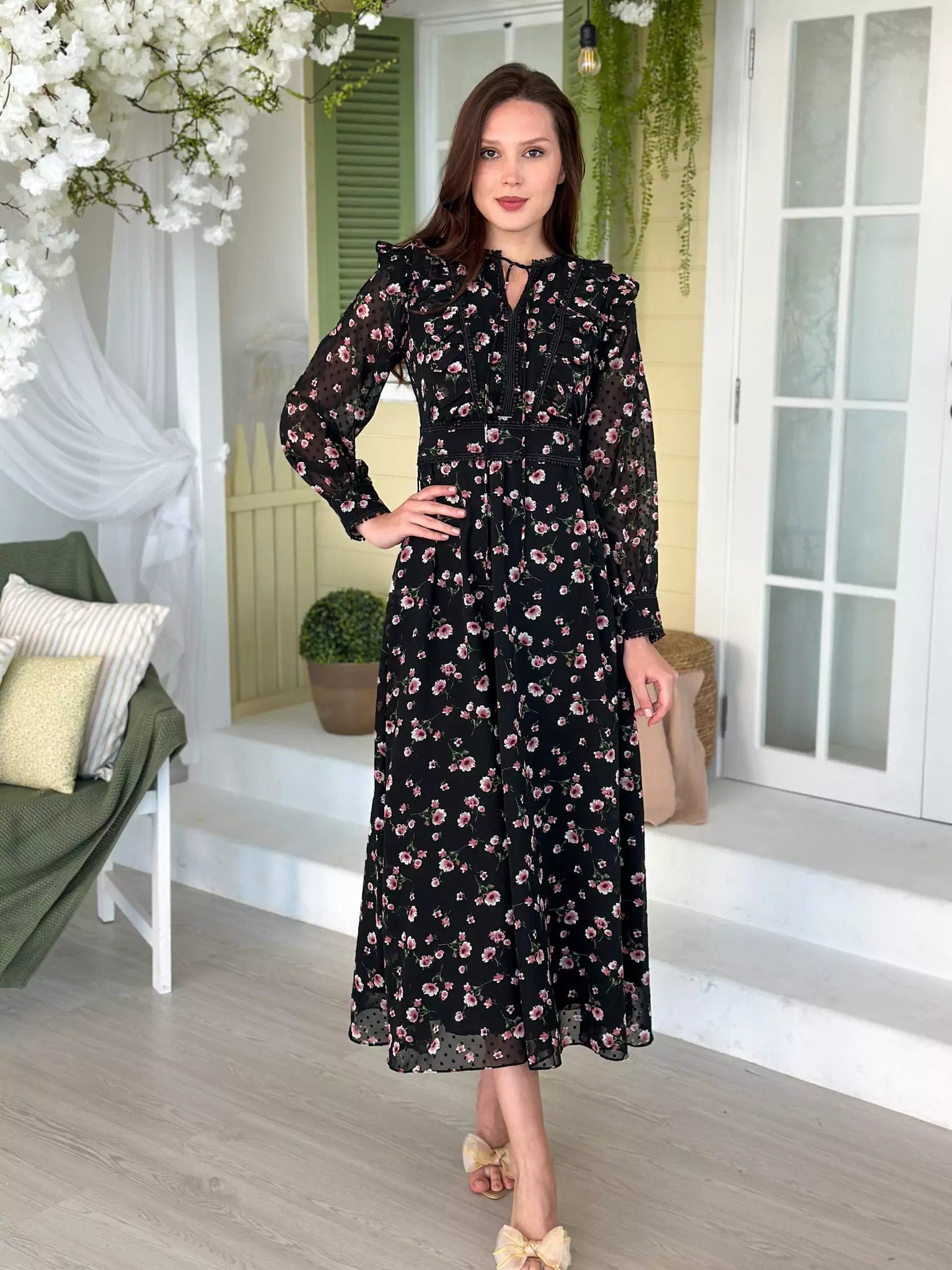 Black Swan Long Floral Dress