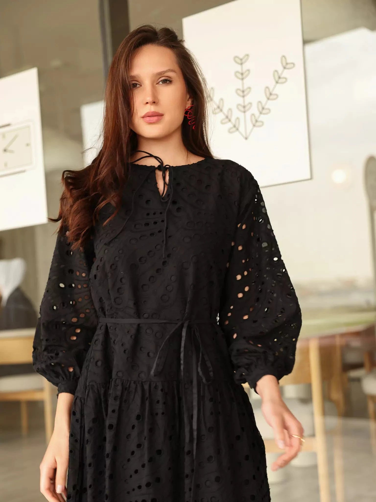 Cameo Black Cut Work Dress Dresses  - Sowears