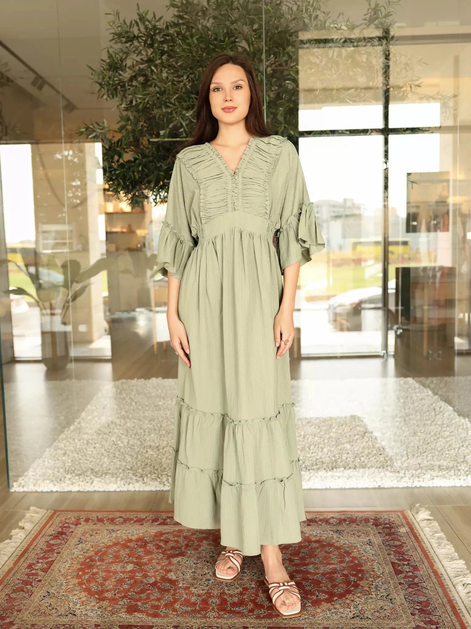Emara Green Long Dress Dresses  - Sowears