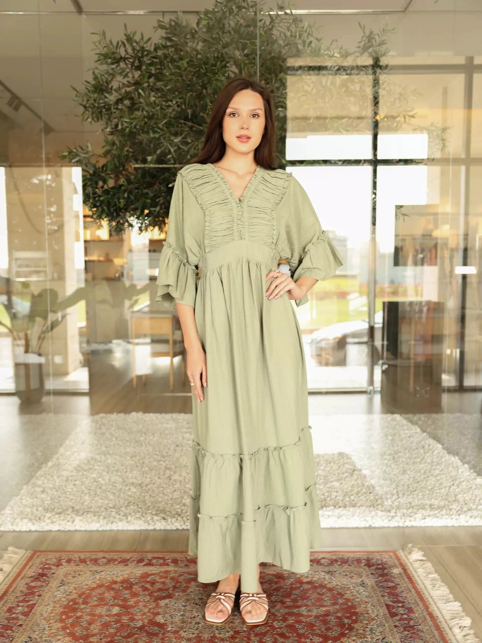 Emara Green Long Dress Dresses  - Sowears