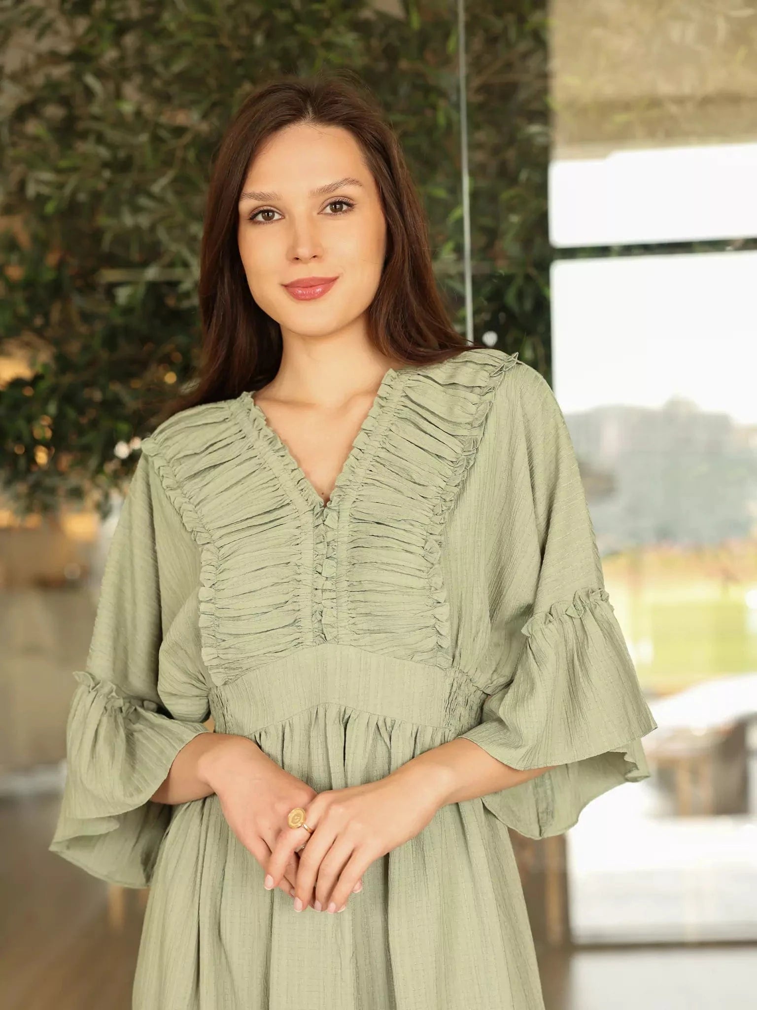 Emara Green Long Dress Dresses  - Sowears