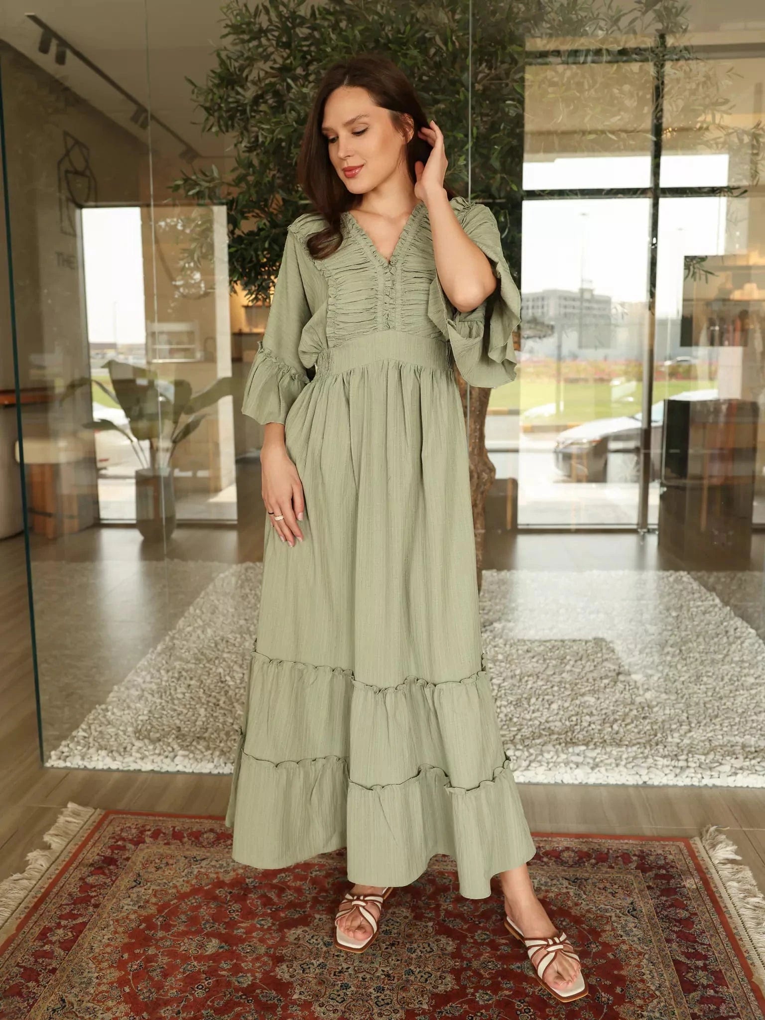 Emara Green Long Dress Dresses  - Sowears